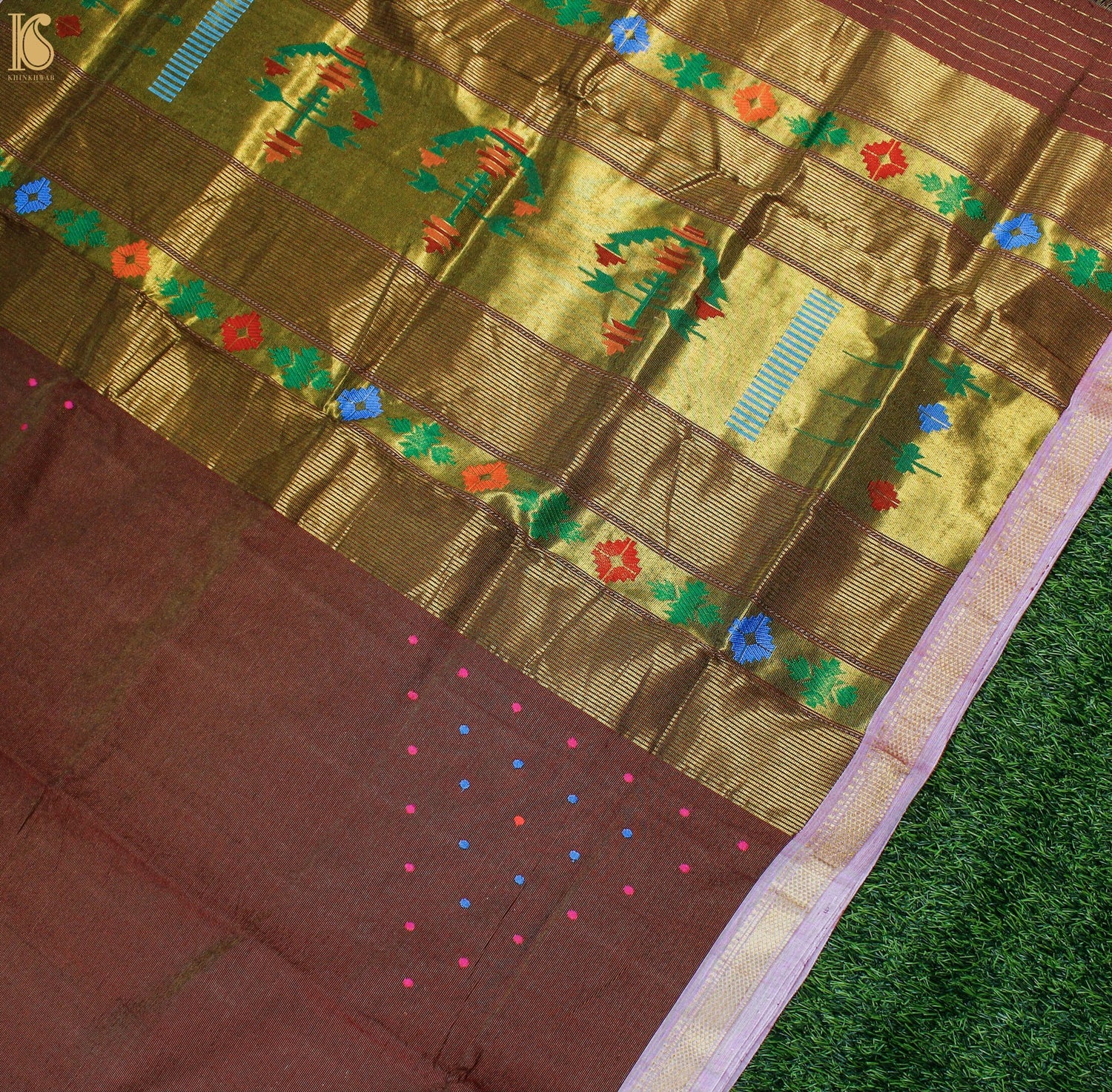Red Oxide Pure Cotton Tissue Handwoven Paithani Saree - Khinkhwab