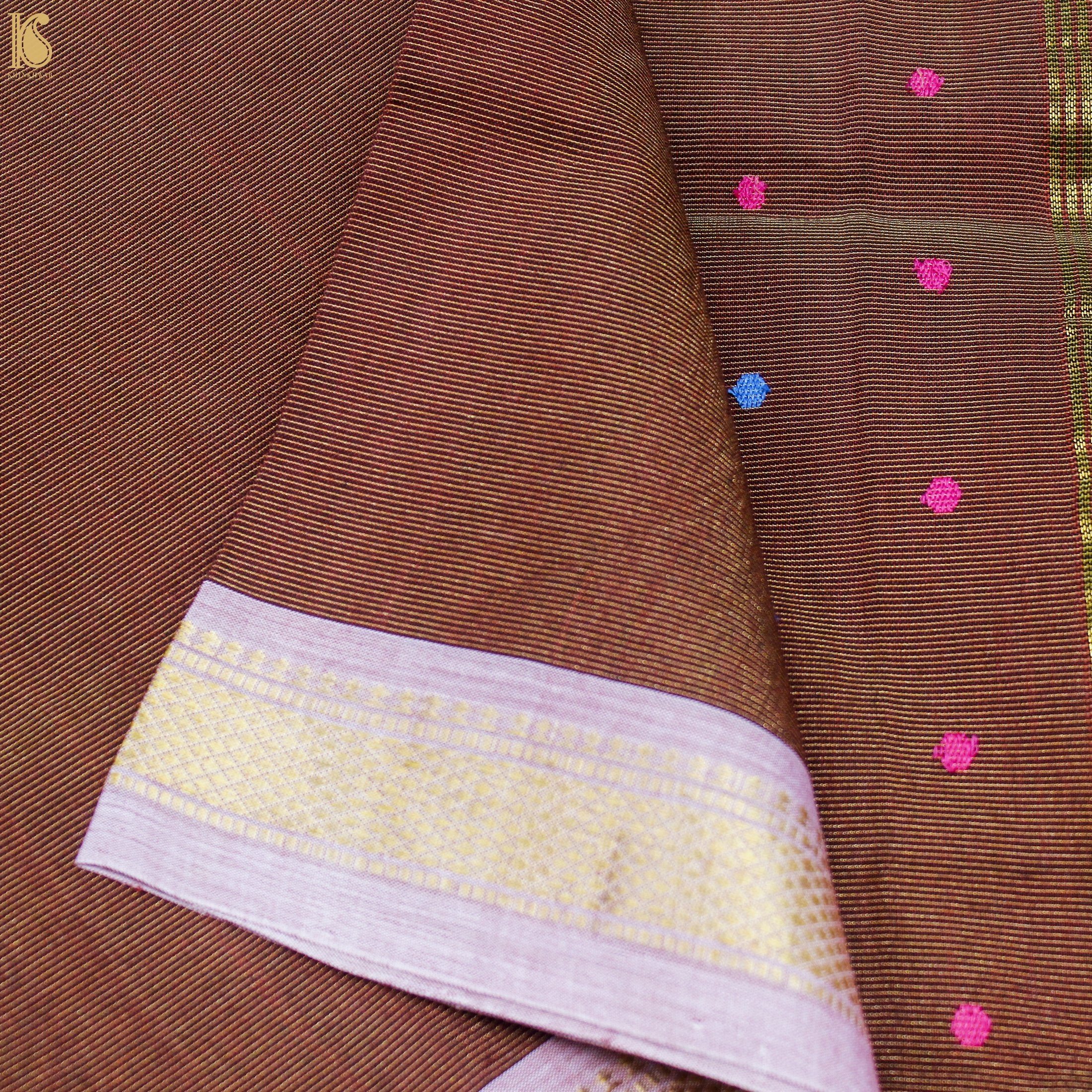 Red Oxide Pure Cotton Tissue Handwoven Paithani Saree - Khinkhwab