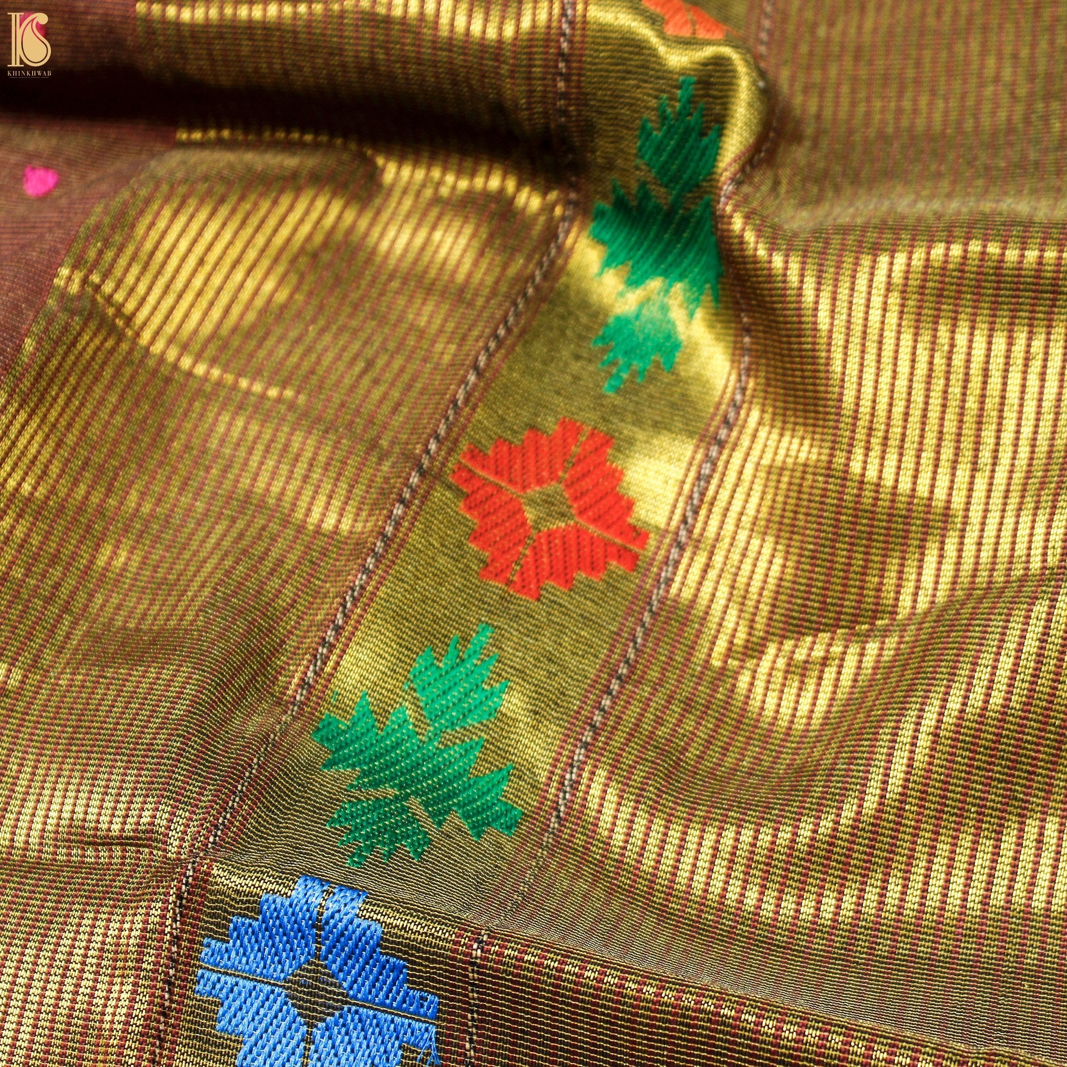 Red Oxide Pure Cotton Tissue Handwoven Paithani Saree - Khinkhwab