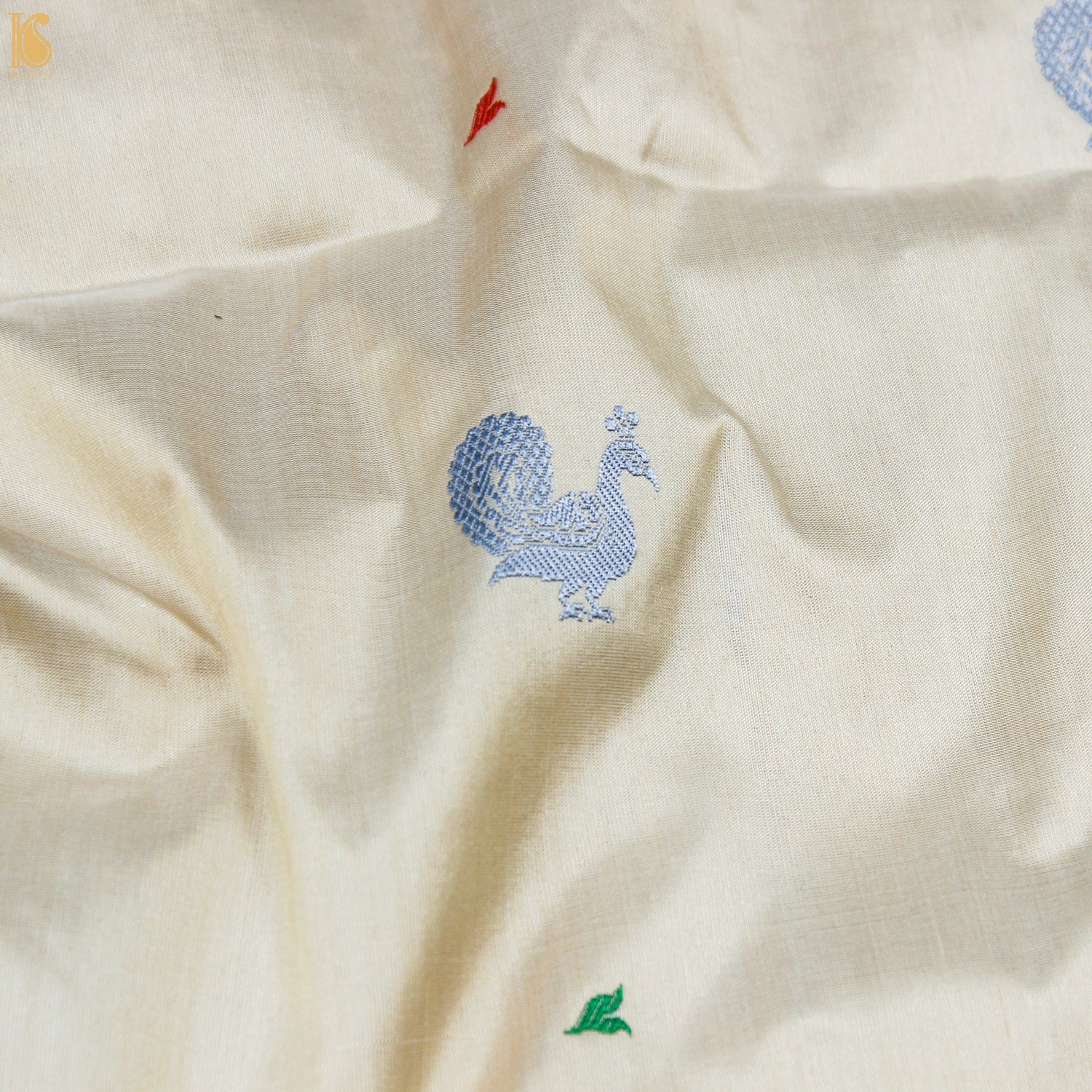 Ecru White Pure Katan Silk Handwoven Banarasi Kadwa Resham Dupatta - Khinkhwab