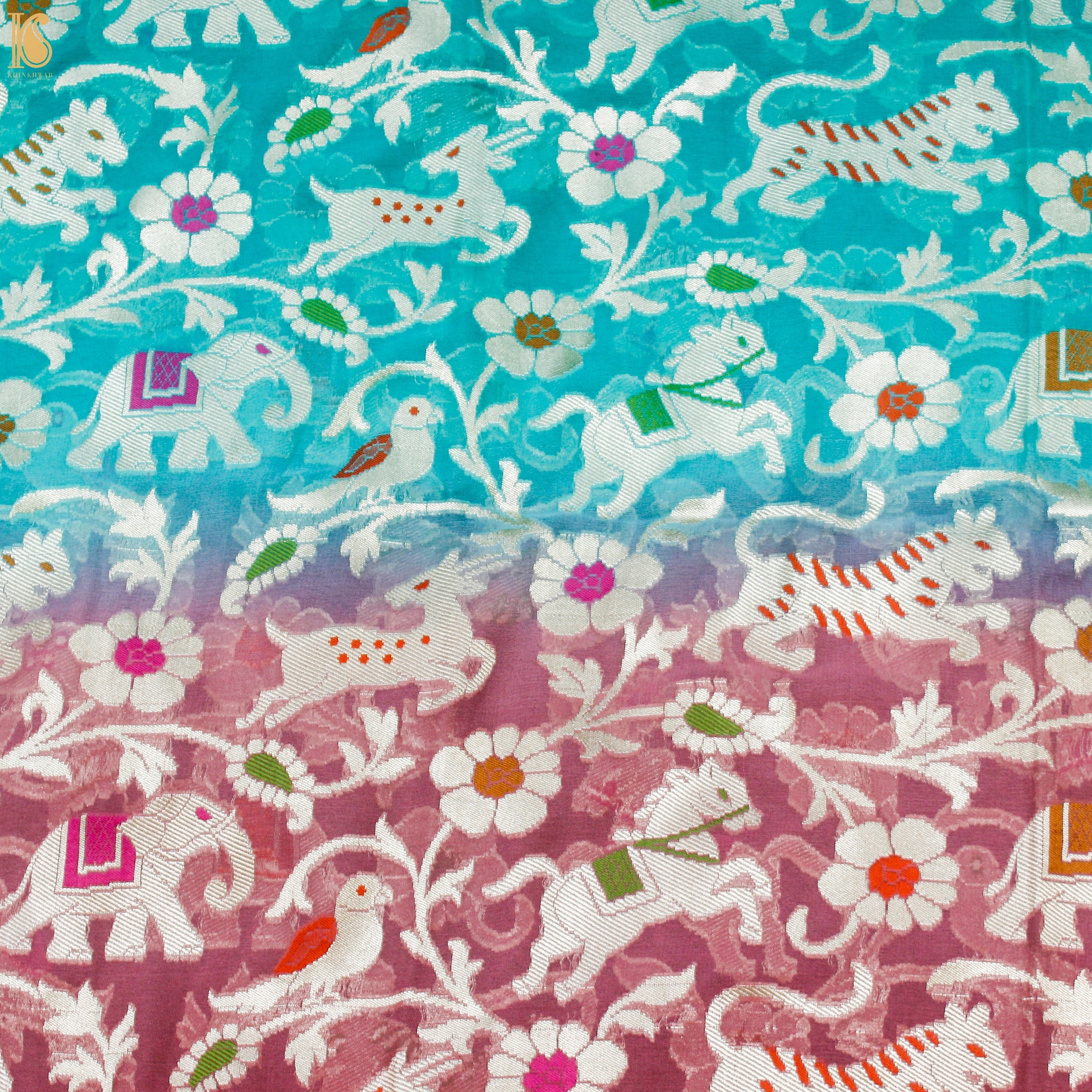 Double Shade Pure Georgette Silk Banarasi Shikargah Dupatta - Khinkhwab