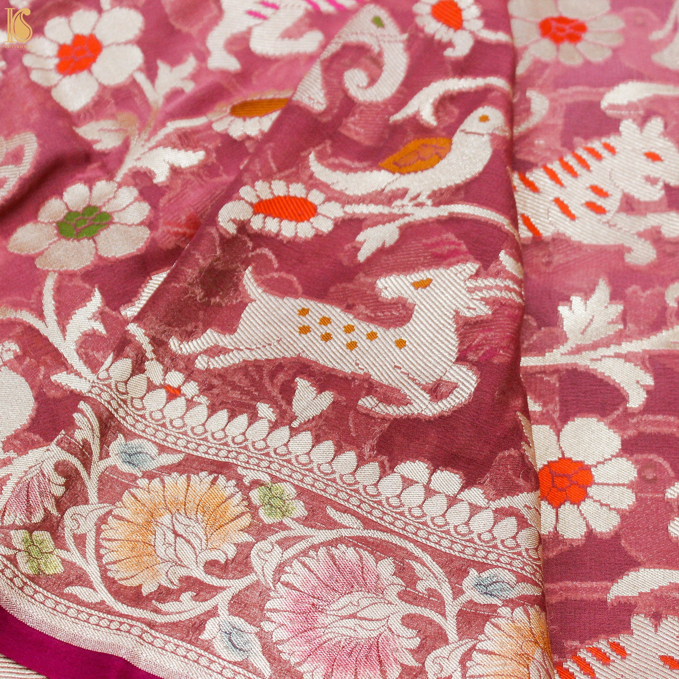 Double Shade Pure Georgette Silk Banarasi Shikargah Dupatta - Khinkhwab