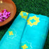 SITARA - Turquoise Pure Raw Silk Print Fabric - Khinkhwab