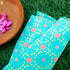 KARANFİL - Turquoise Pure Sateen Silk Print Fabric - Khinkhwab