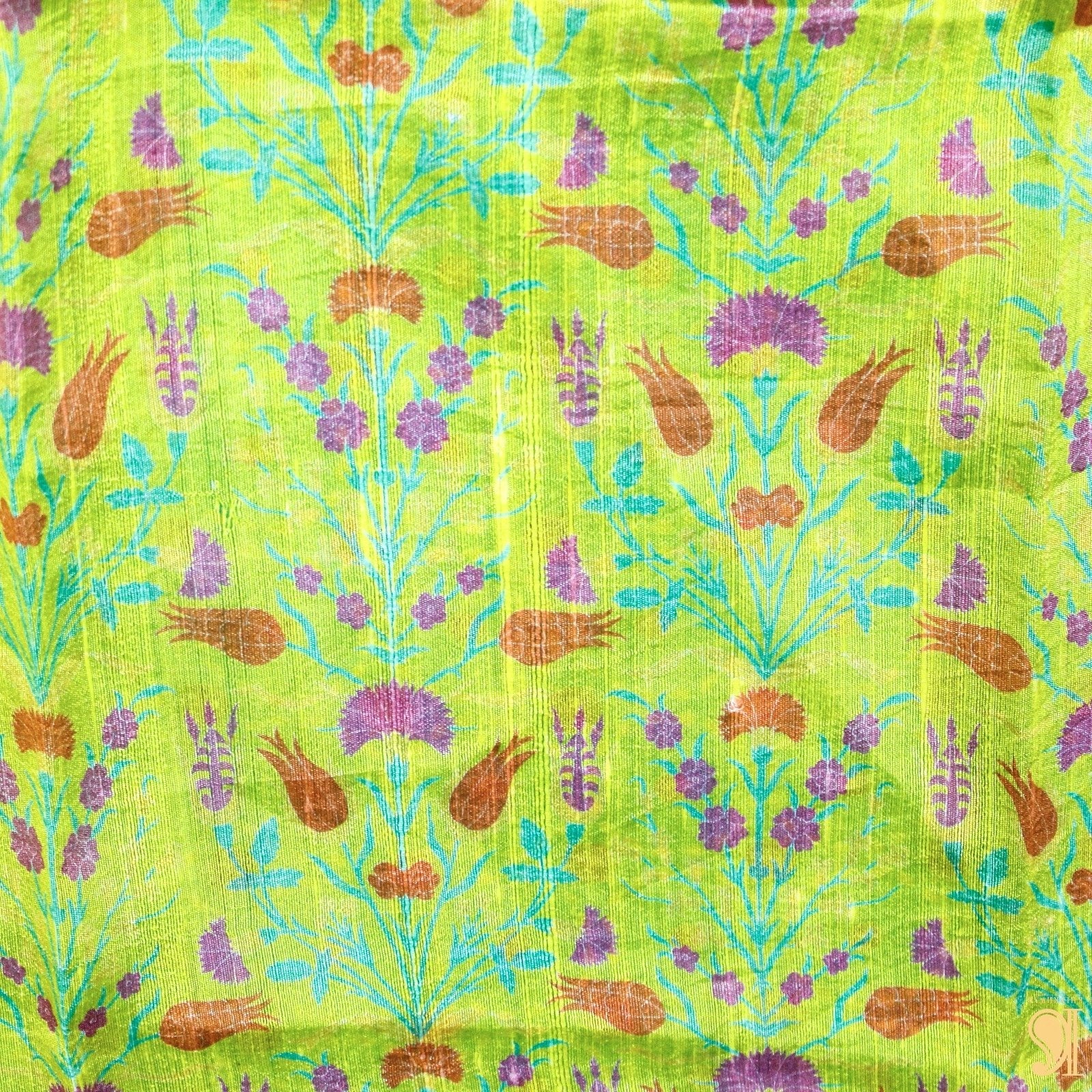 LALE- Golden Fizz Pure Raw Silk Print Fabric - Khinkhwab