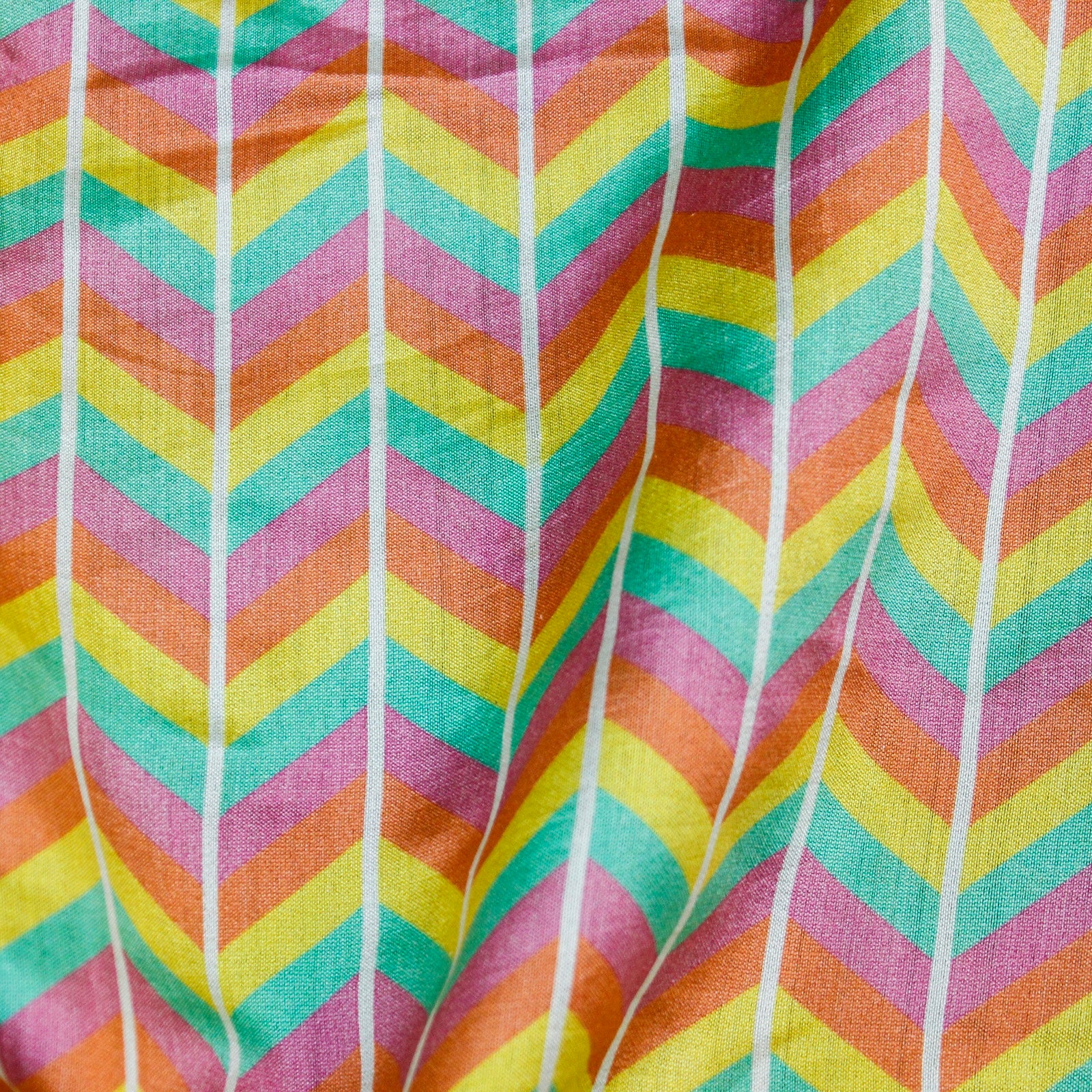 TIGER STRIPES - Multicolor Pure Sateen Silk Print Fabric - Khinkhwab
