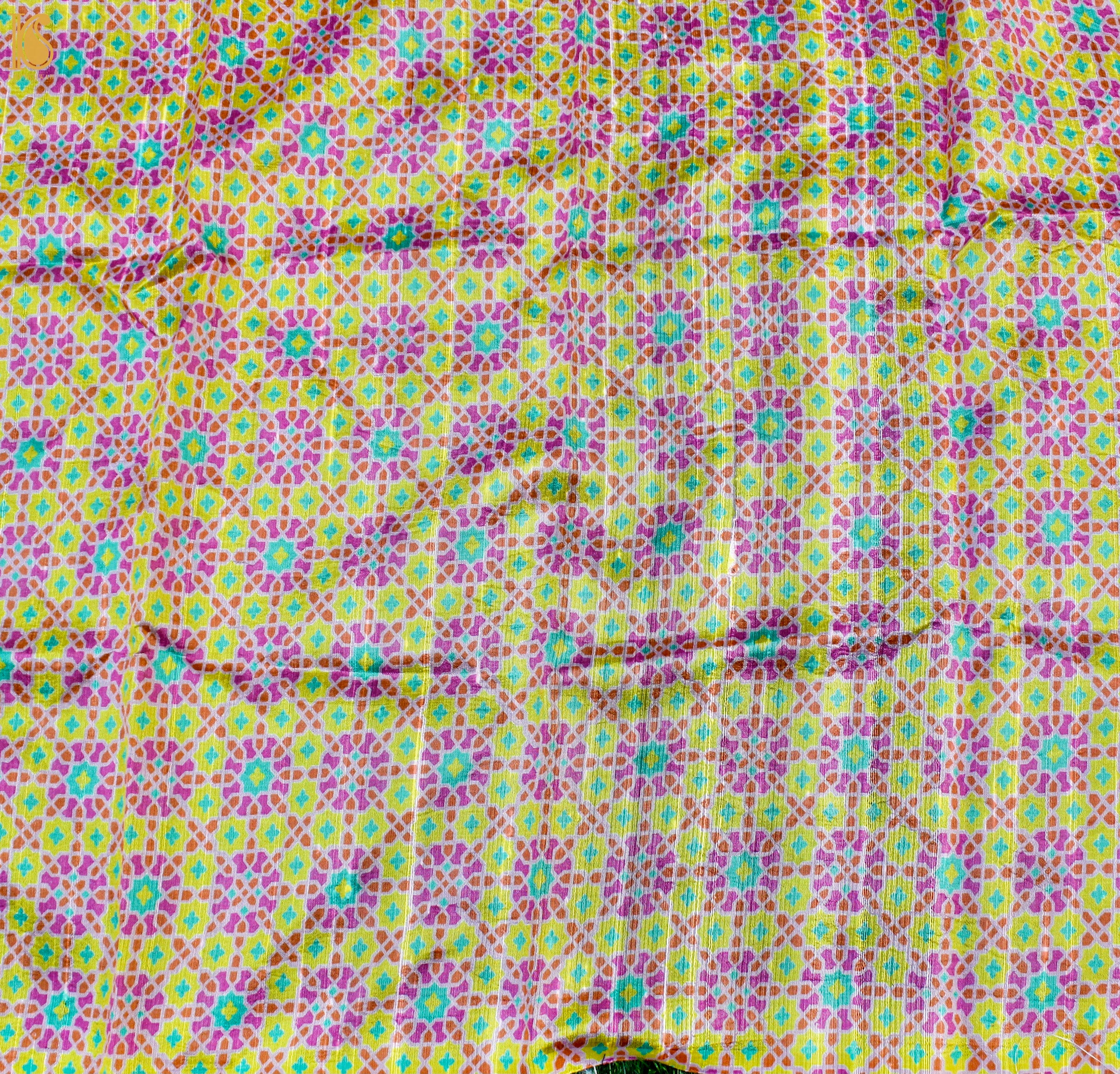 NİLÜFER - Lavender Rose Pure Raw Silk Print Fabric - Khinkhwab