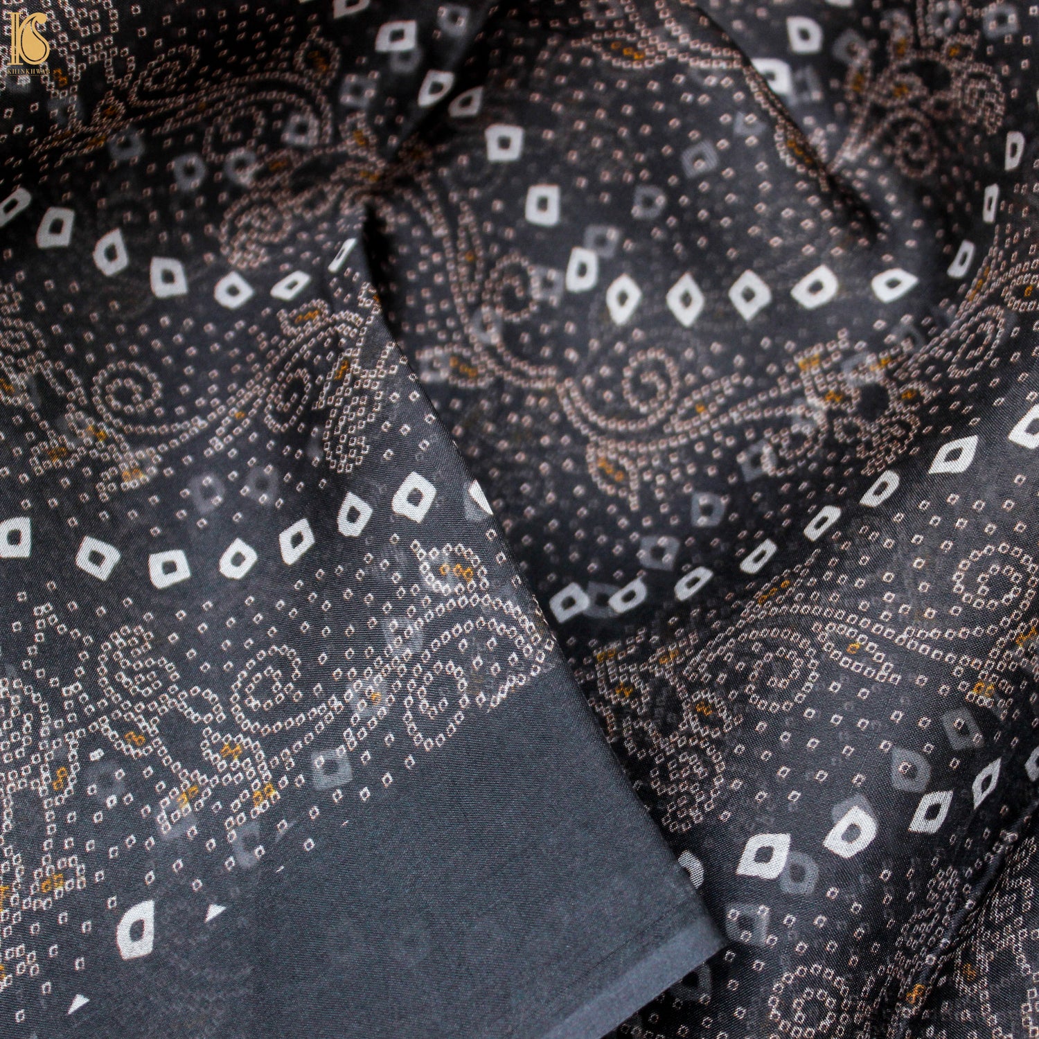 Black Pure Organza Print Saree - Khinkhwab