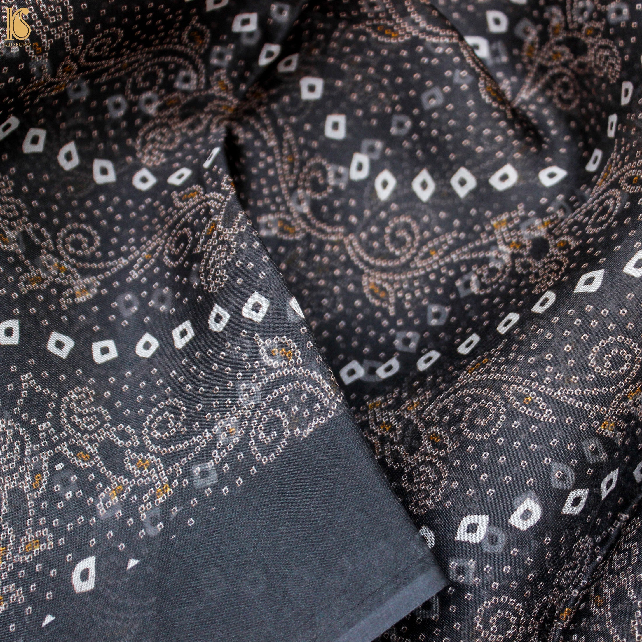 Black Pure Organza Print Saree - Khinkhwab