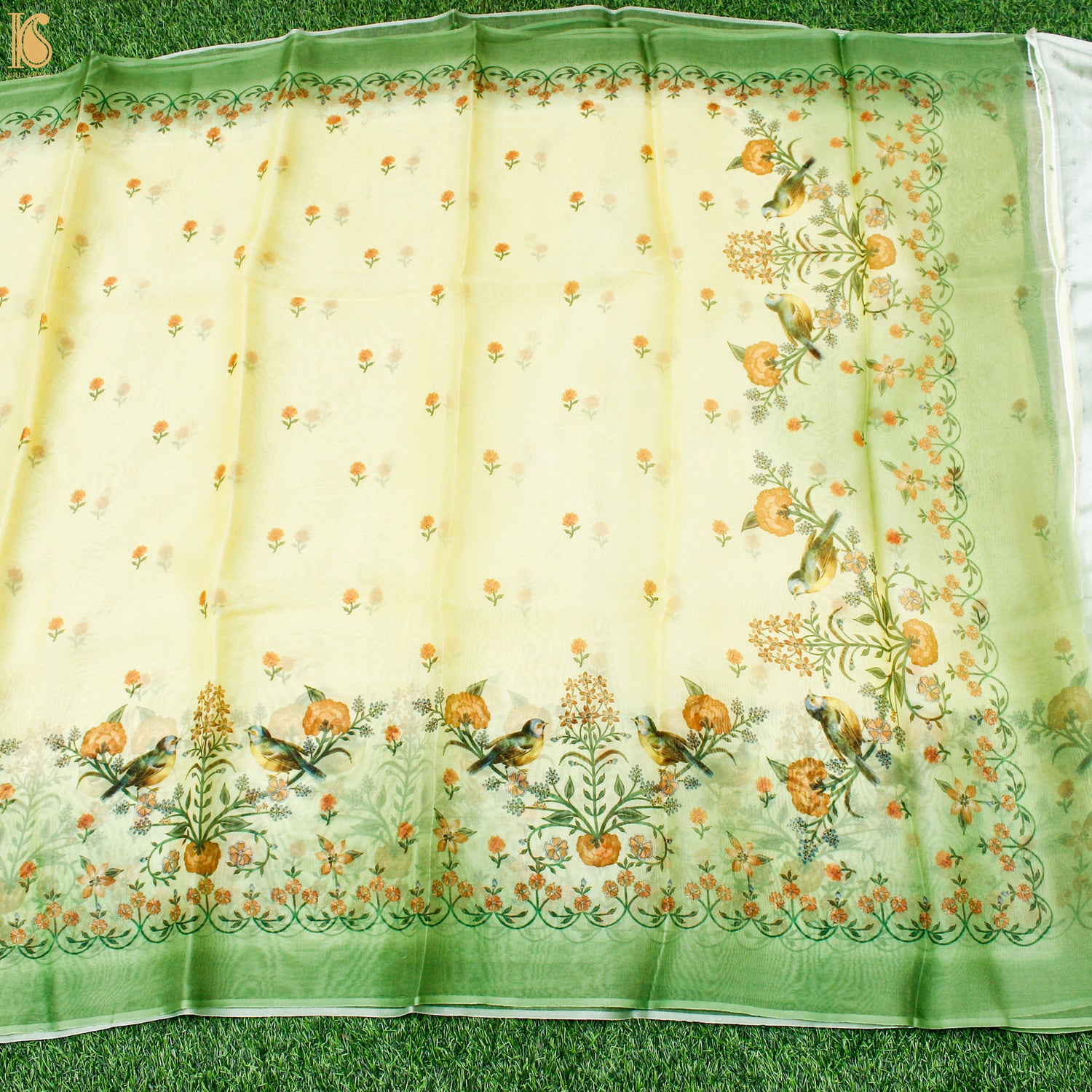 Pale Prim Floral Pure Organza Print Saree - Khinkhwab
