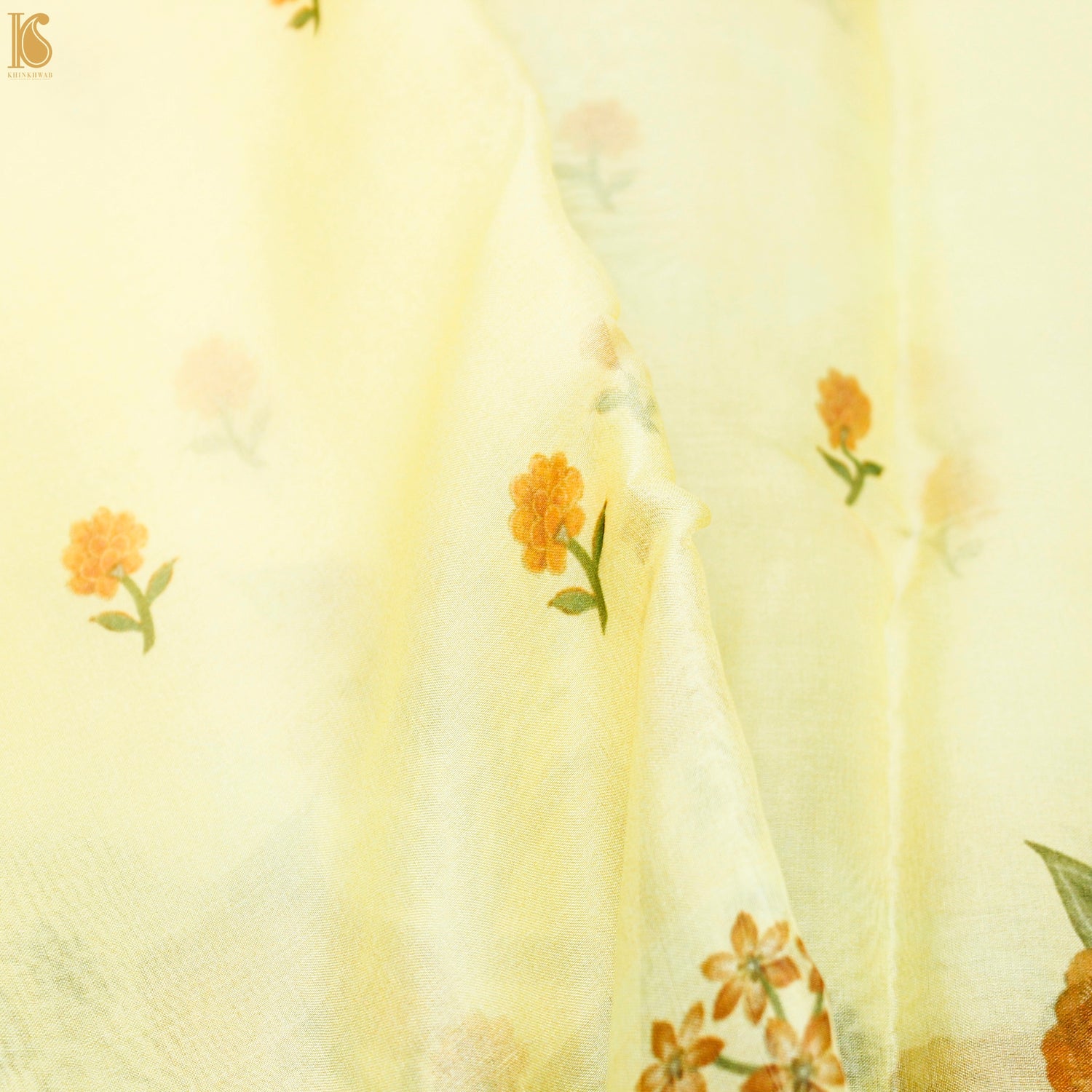Pale Prim Floral Pure Organza Print Saree - Khinkhwab