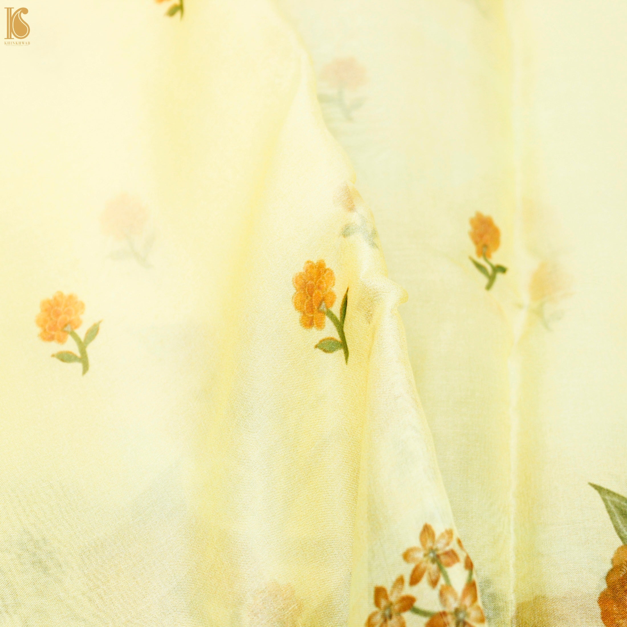 Pale Prim Floral Pure Organza Print Saree - Khinkhwab