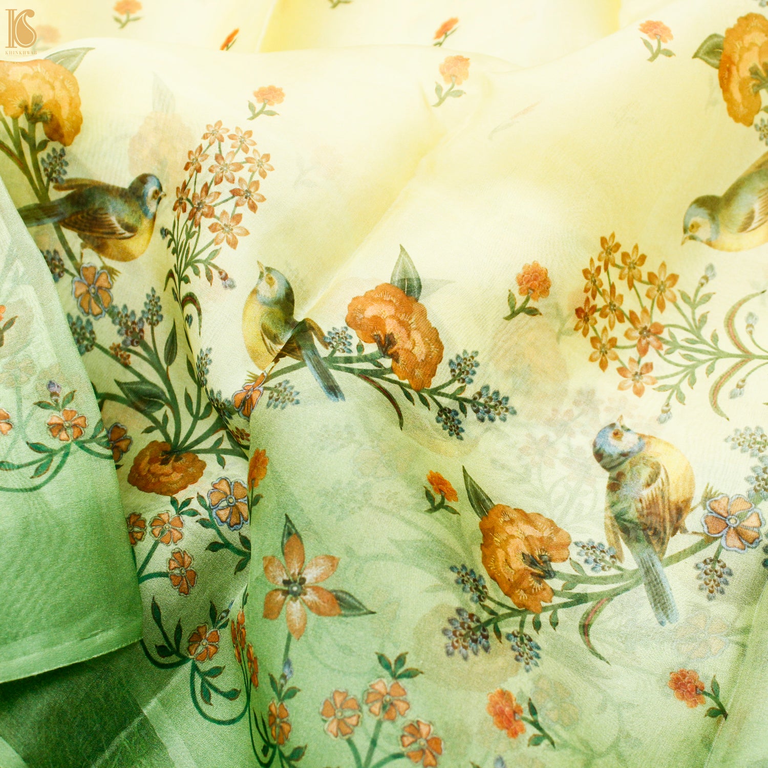 Pale Prim Floral Pure Organza Print Saree - Khinkhwab