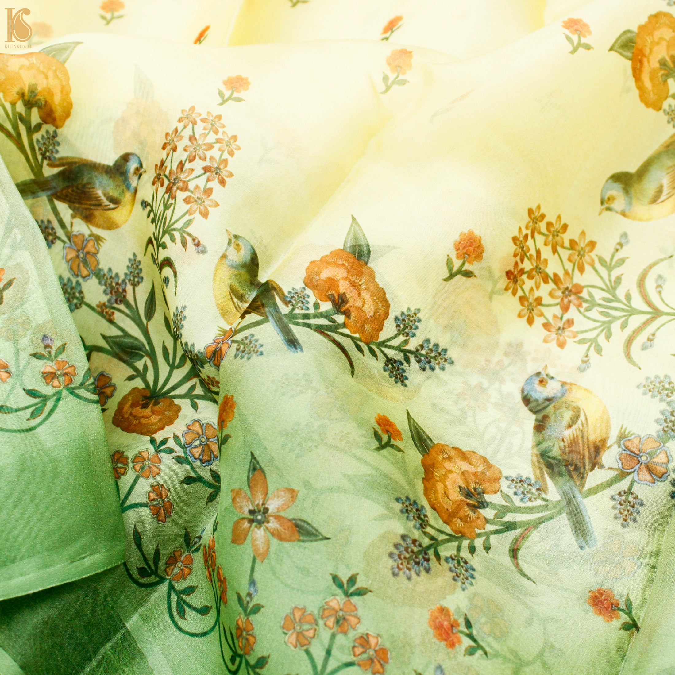 Pale Prim Floral Pure Organza Print Saree - Khinkhwab