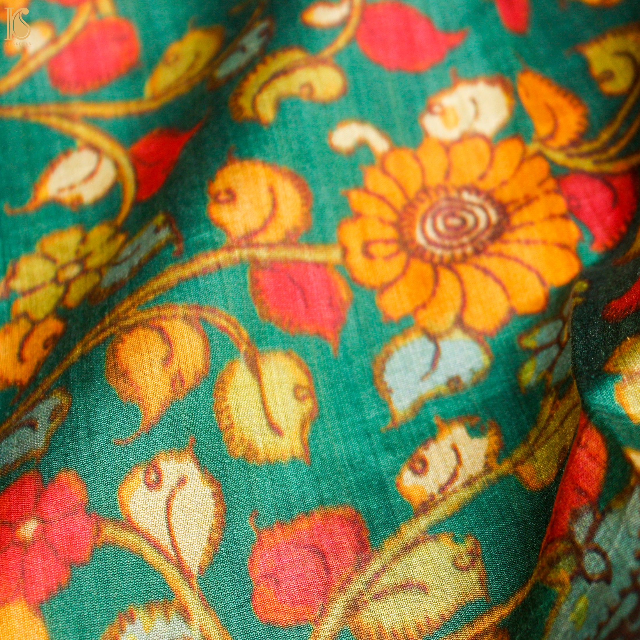 Niagara Green Pure Chiniya Silk Printed Elephant Banarasi Saree - Khinkhwab