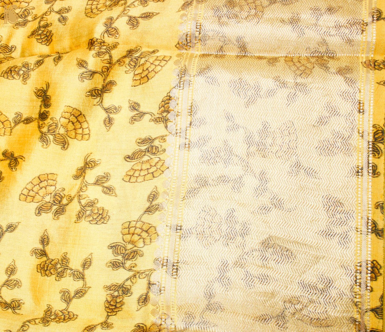 Kournikova Pure Chiniya Silk Printed Peacock Banarasi Saree - Khinkhwab