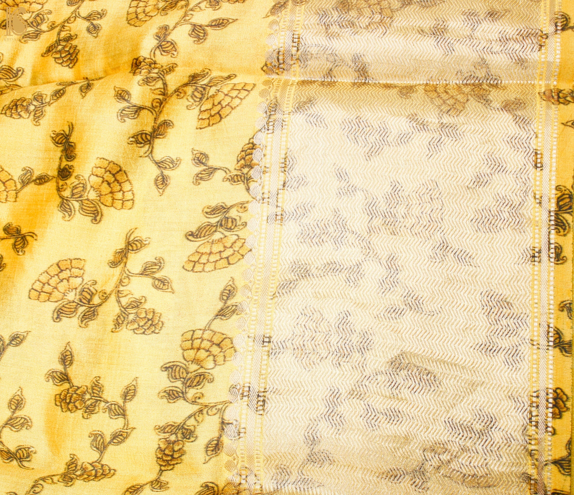 Kournikova Pure Chiniya Silk Printed Peacock Banarasi Saree - Khinkhwab