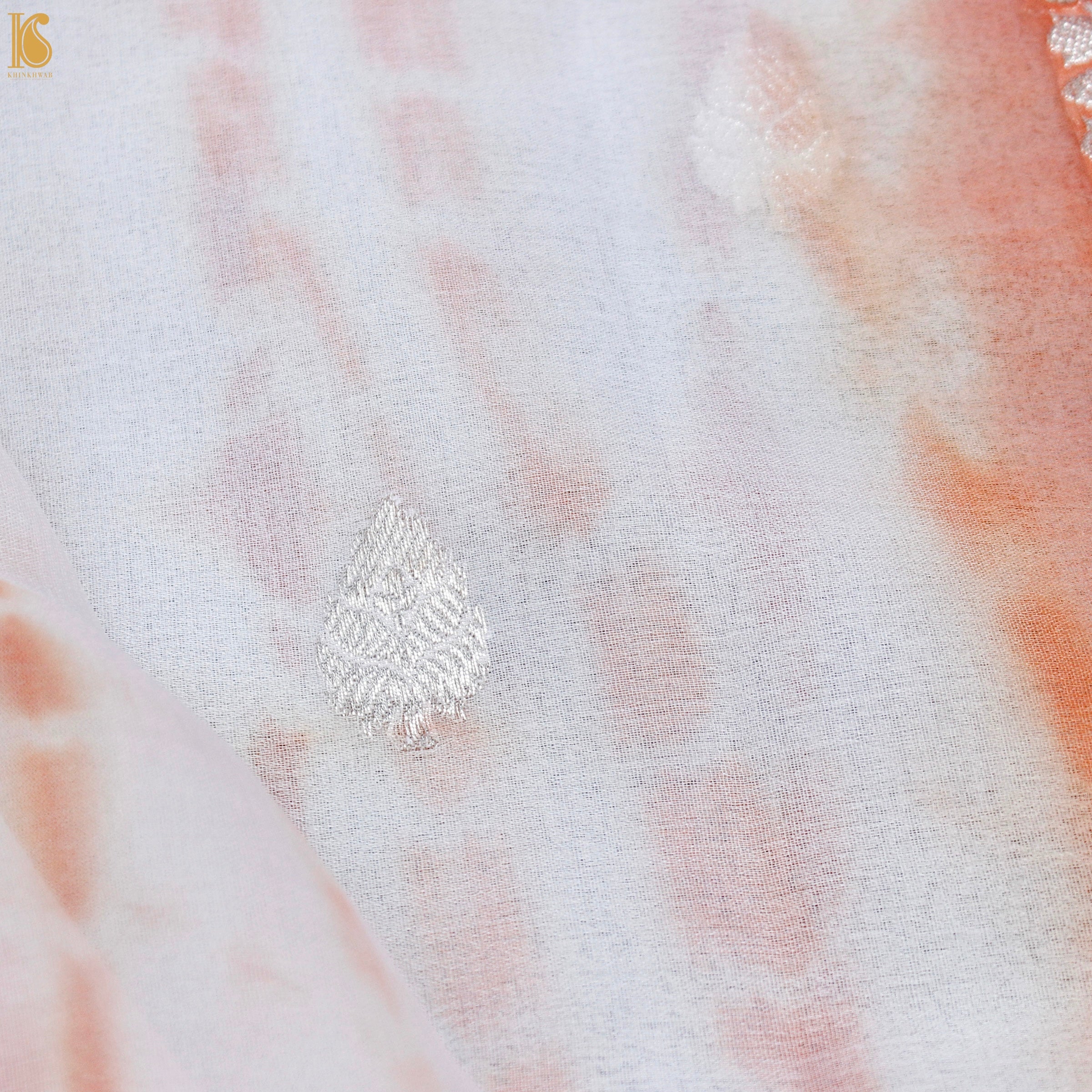 Red Orange Pure Georgette Handloom Banarasi Shibori Saree - Khinkhwab