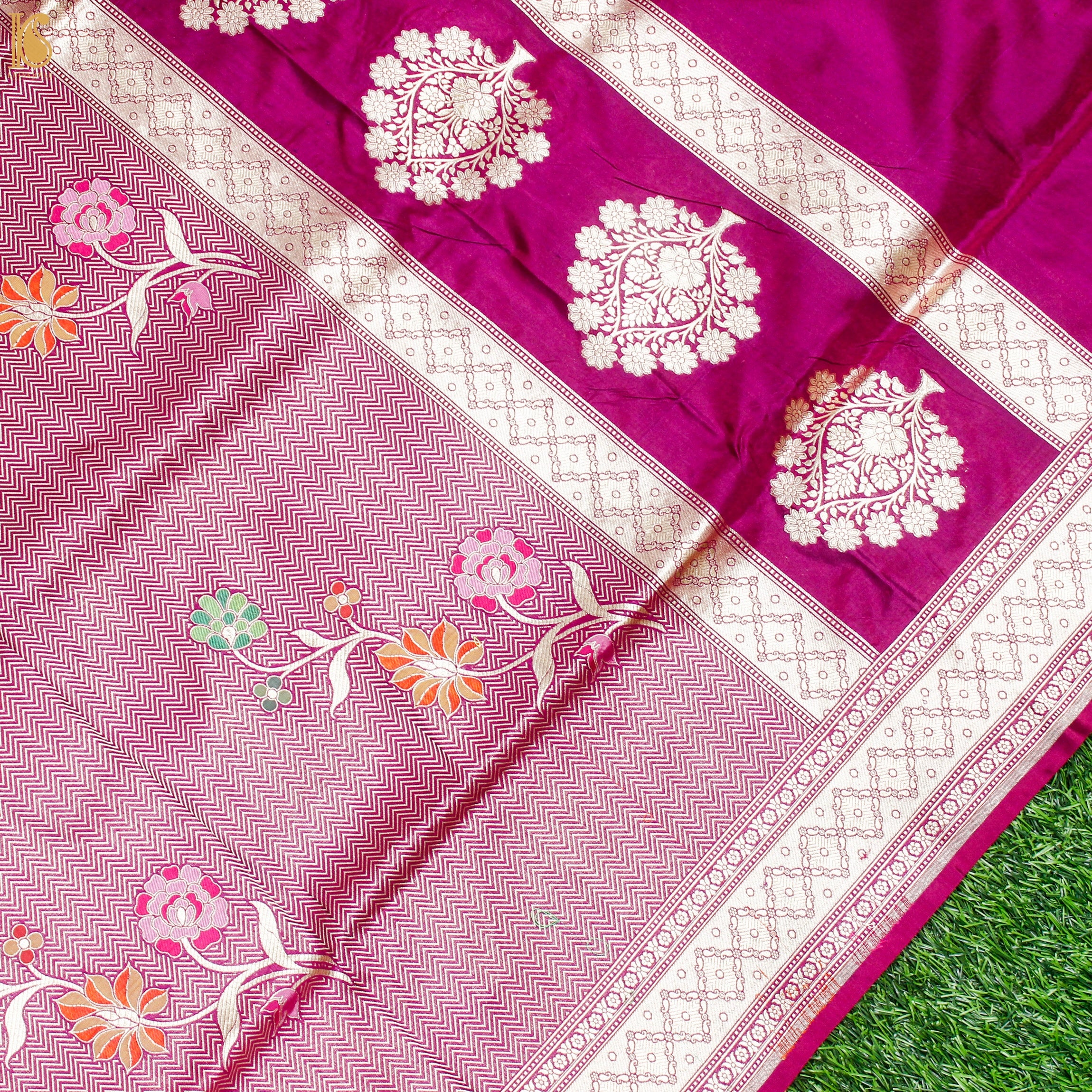 Hopbush Pink Pure Banarasi Silk Handwoven Tanchui Dupatta - Khinkhwab