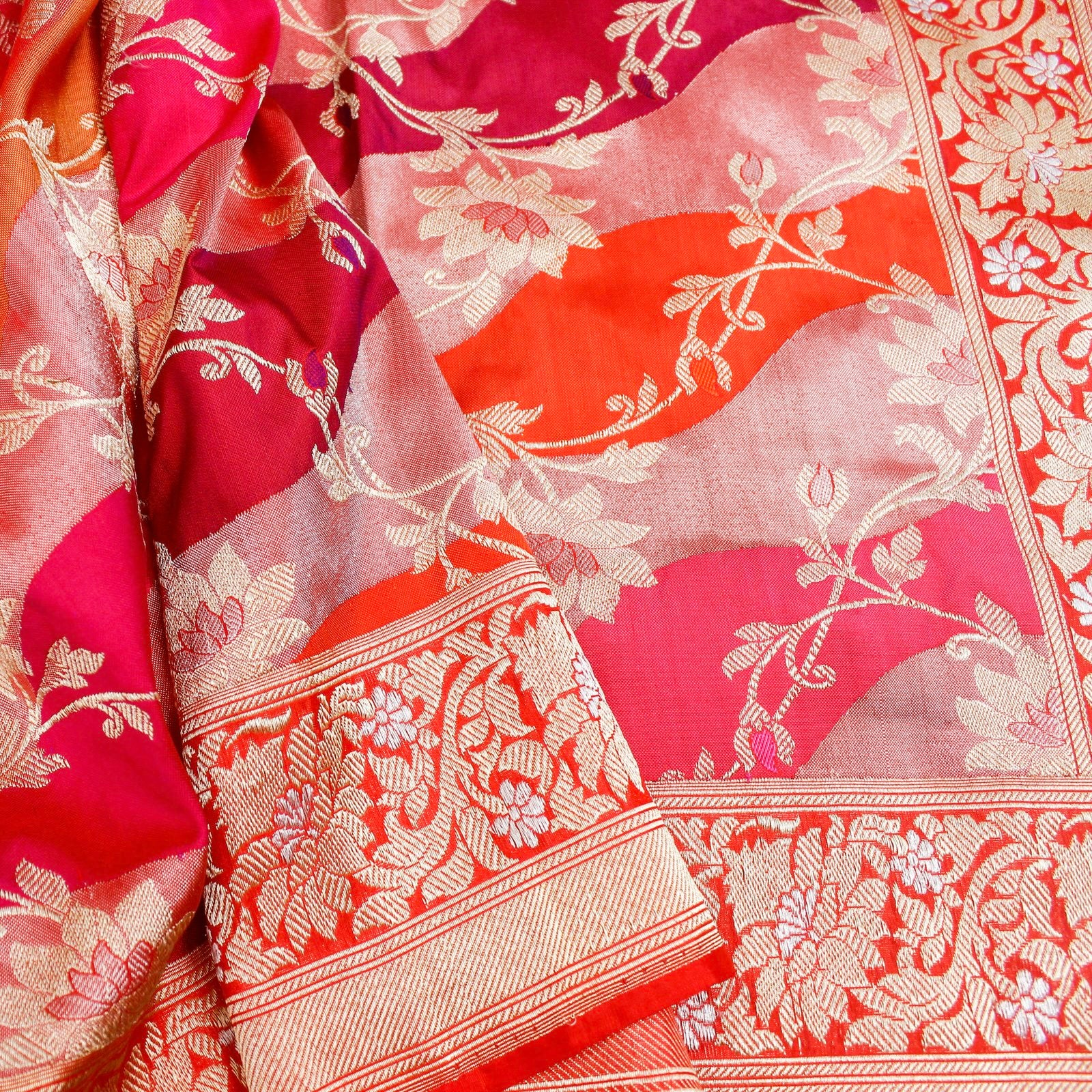 Pink Pure Katan Silk Handloom Banarasi Kadwa Rangkat Dupatta - Khinkhwab