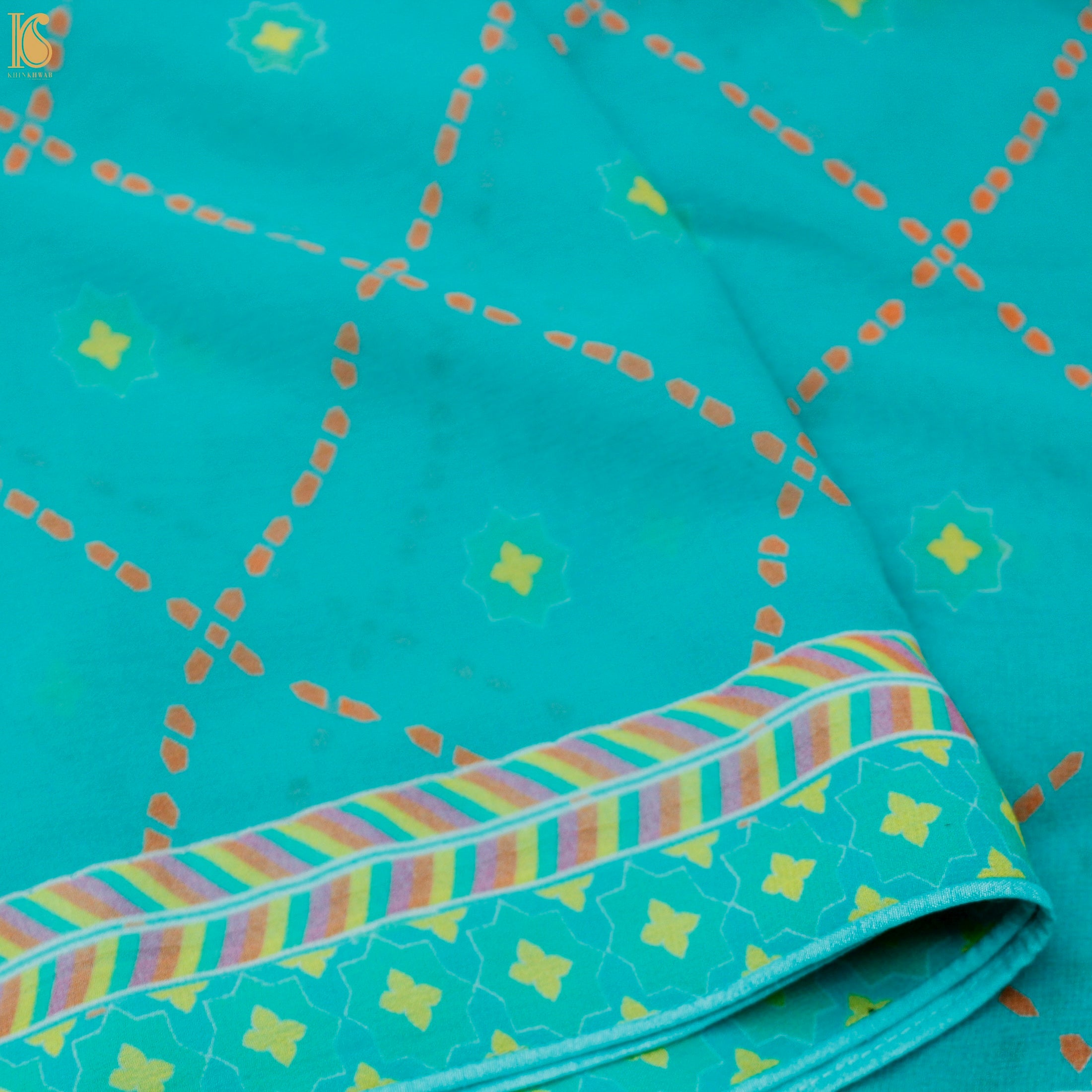 SITARA - Turquoise Blue Pure Georgette Silk Print Dupatta - Khinkhwab