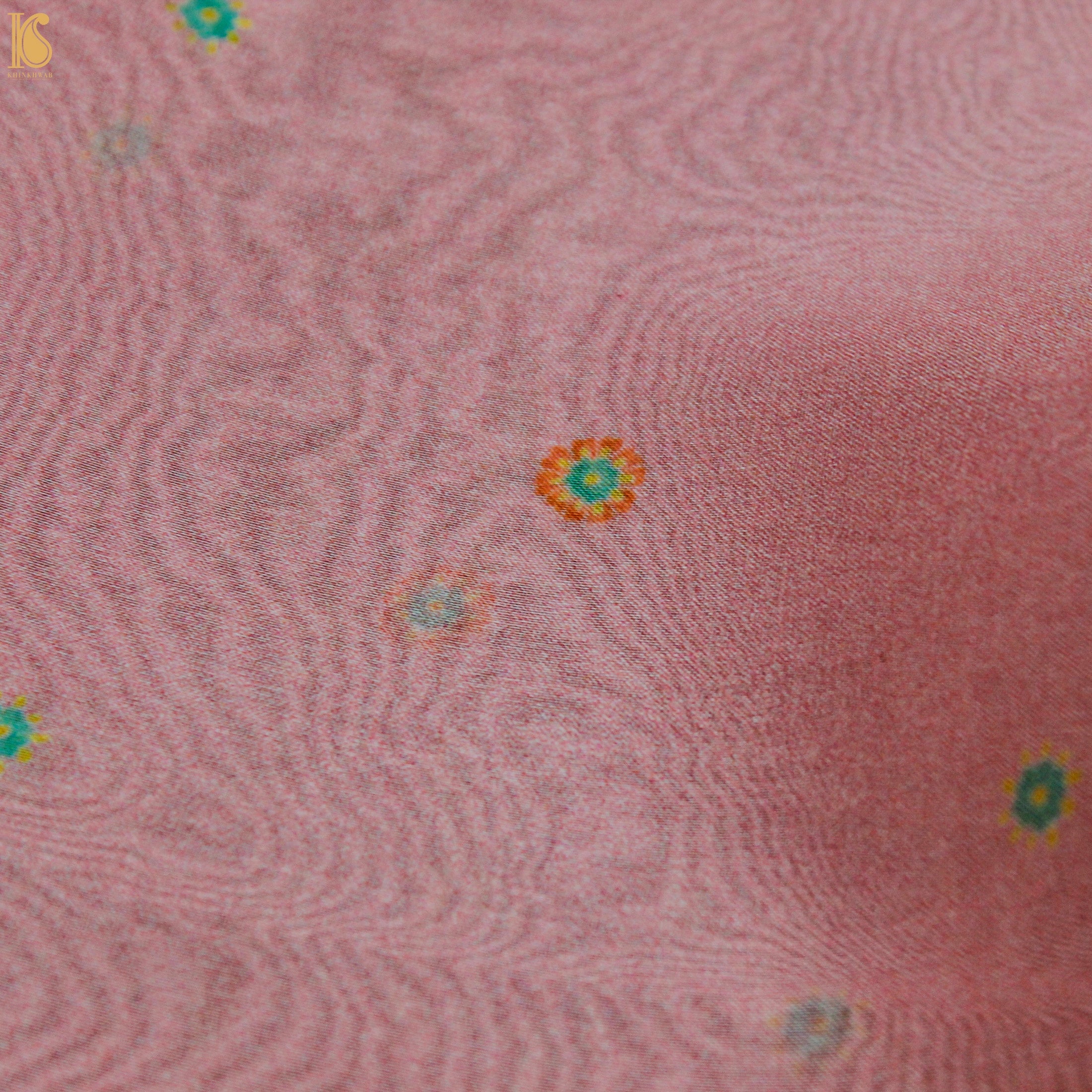 KARANFİL -Pink Pure Organza Print Dupatta - Khinkhwab