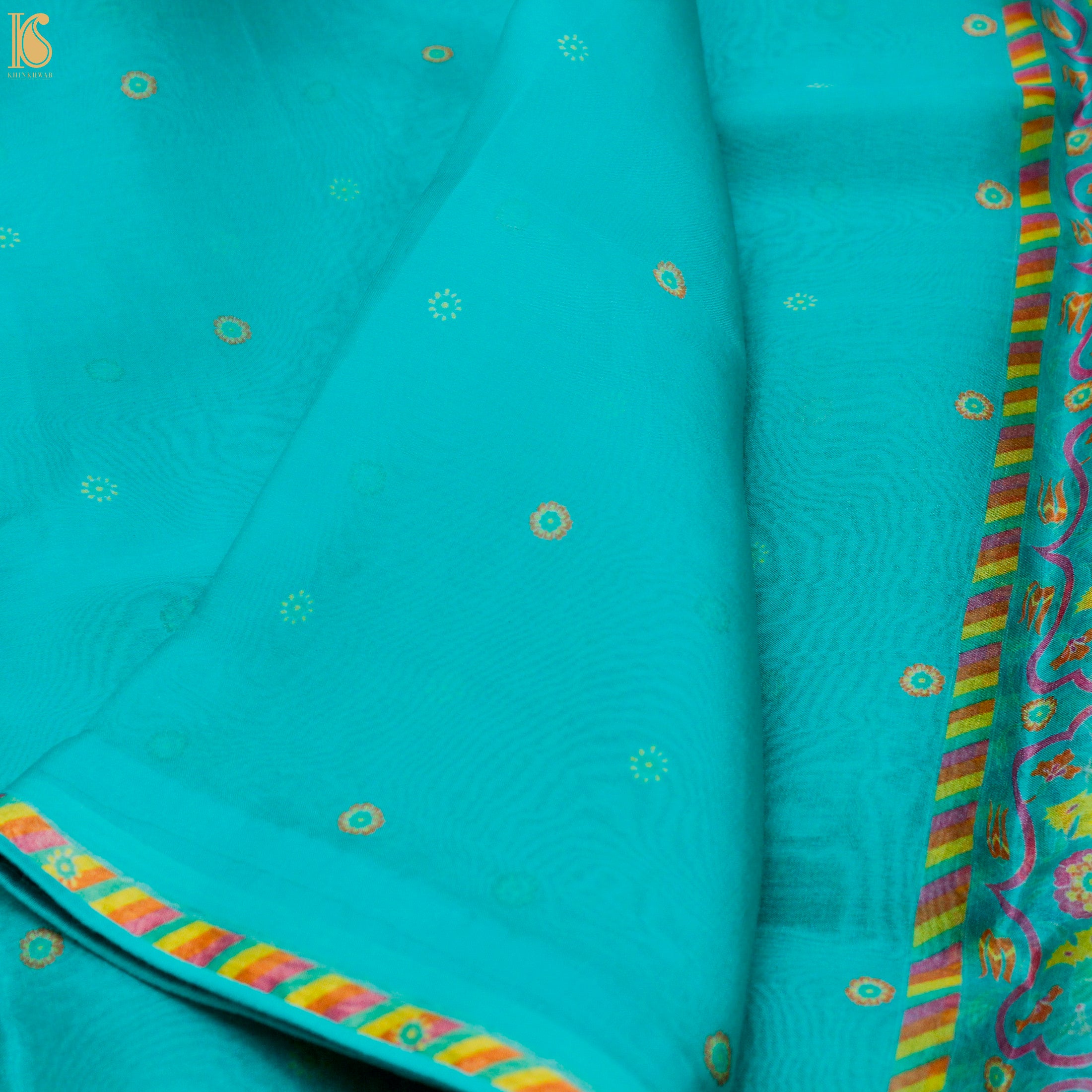KARANFİL - Blue Pure Organza Print Dupatta - Khinkhwab
