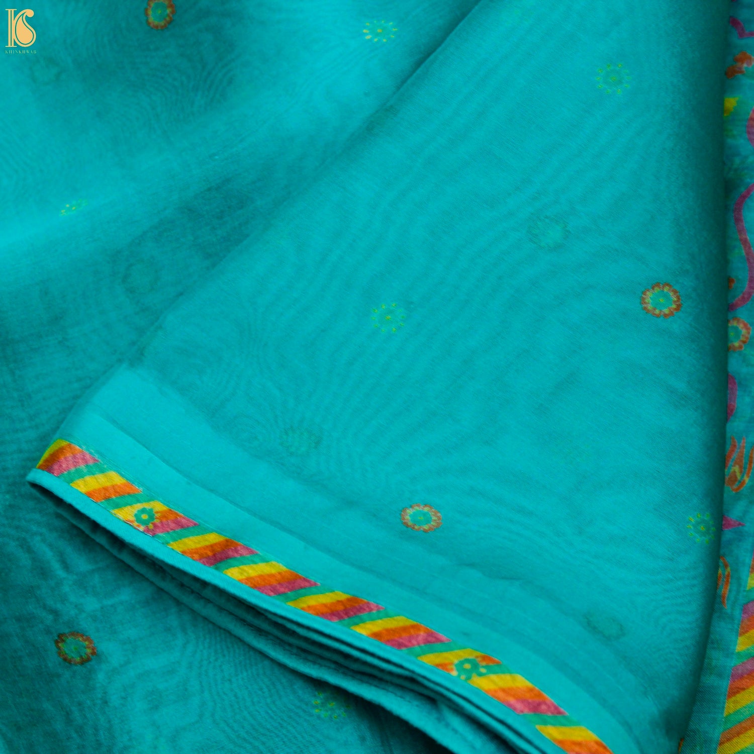 KARANFİL - Blue Pure Organza Print Dupatta - Khinkhwab