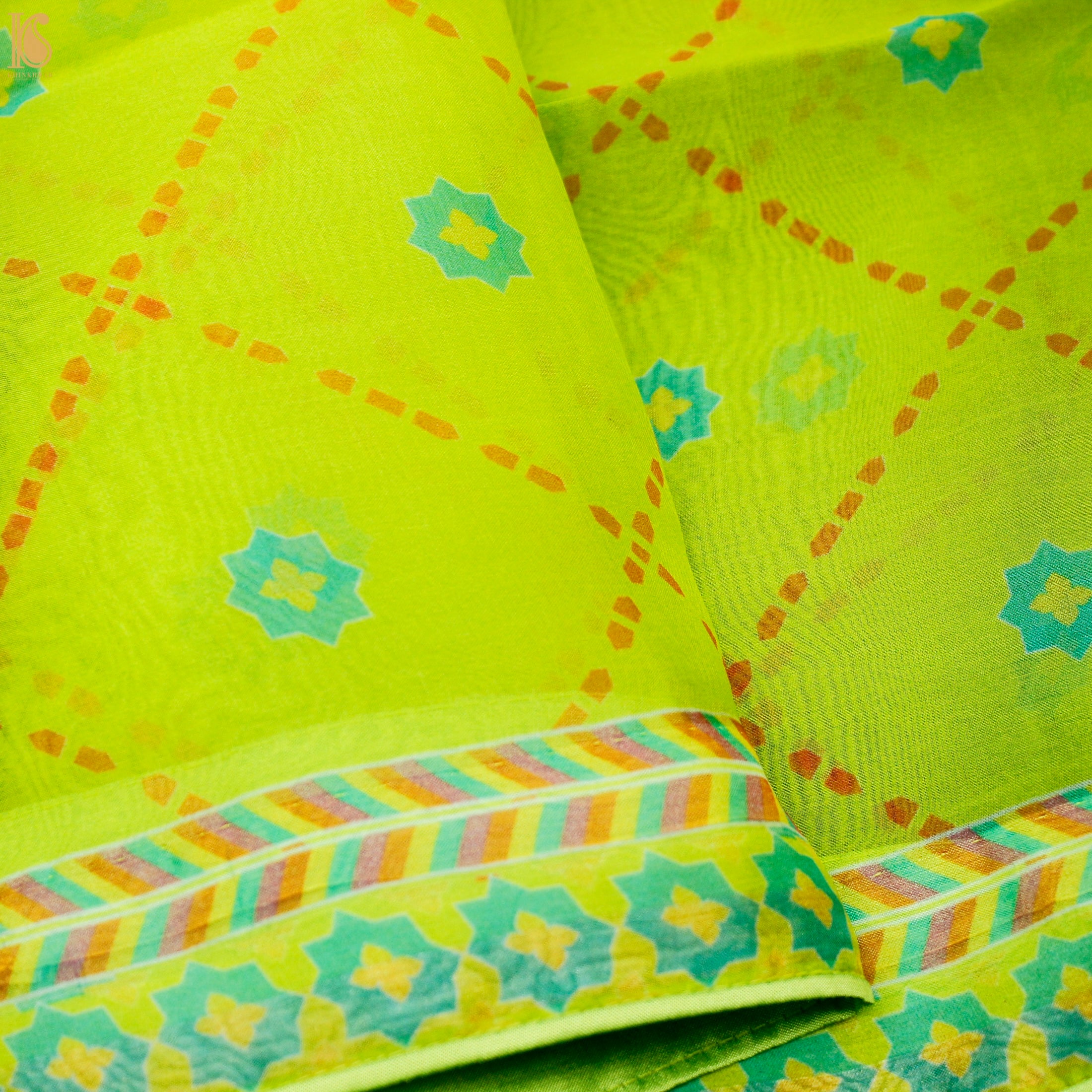 SITARA - Green Pure Organza Print Dupatta - Khinkhwab