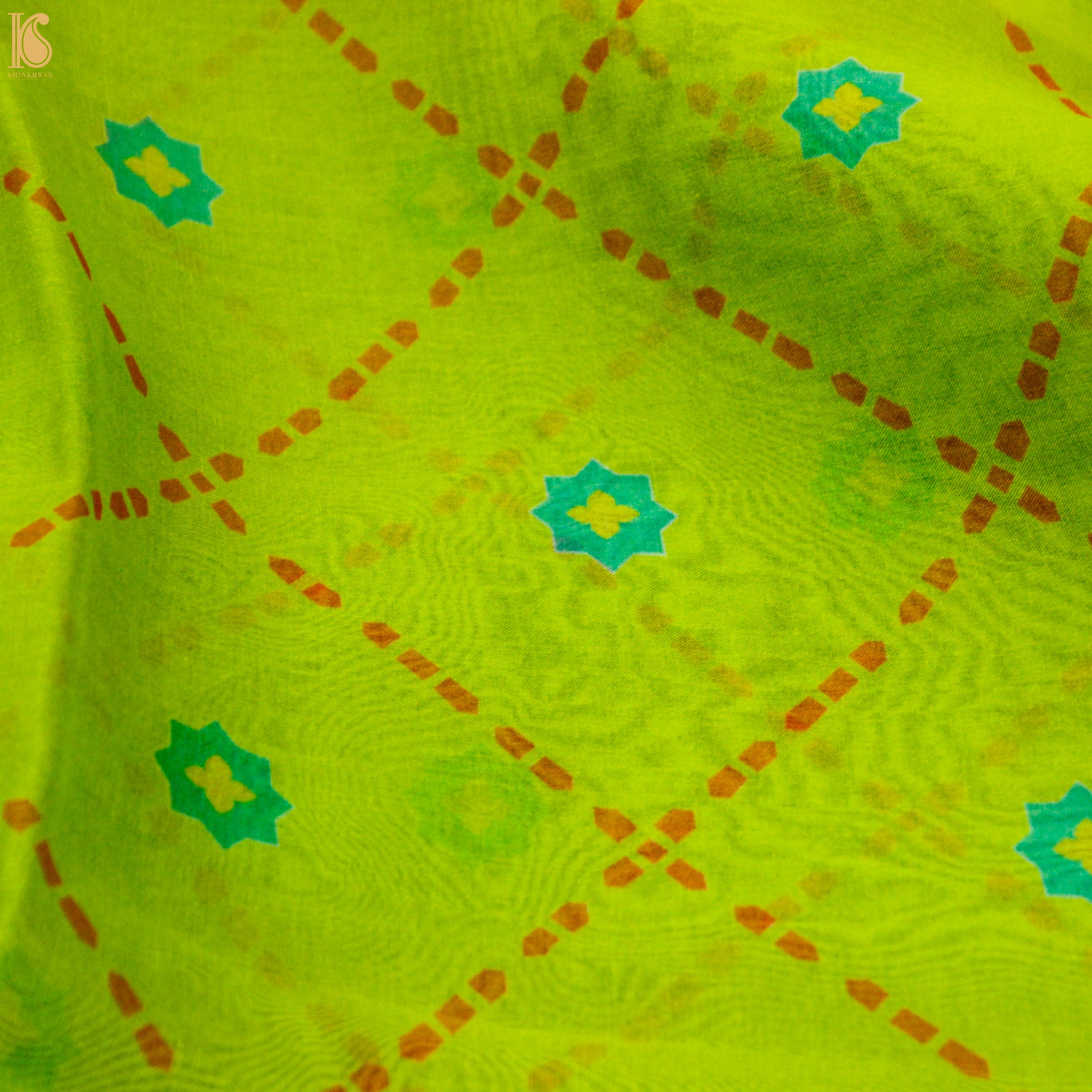 SITARA - Green Pure Organza Print Dupatta - Khinkhwab