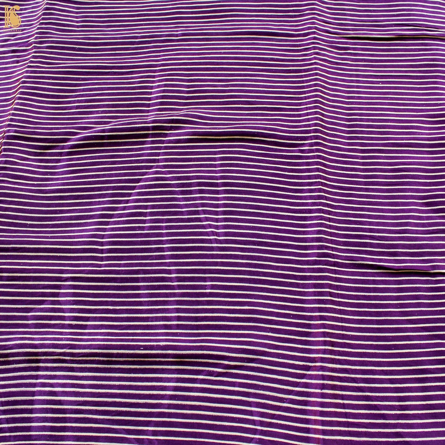 Seance Purple Pure Mashru Silk Hand Block Stripes Ajrakh Fabric - Khinkhwab