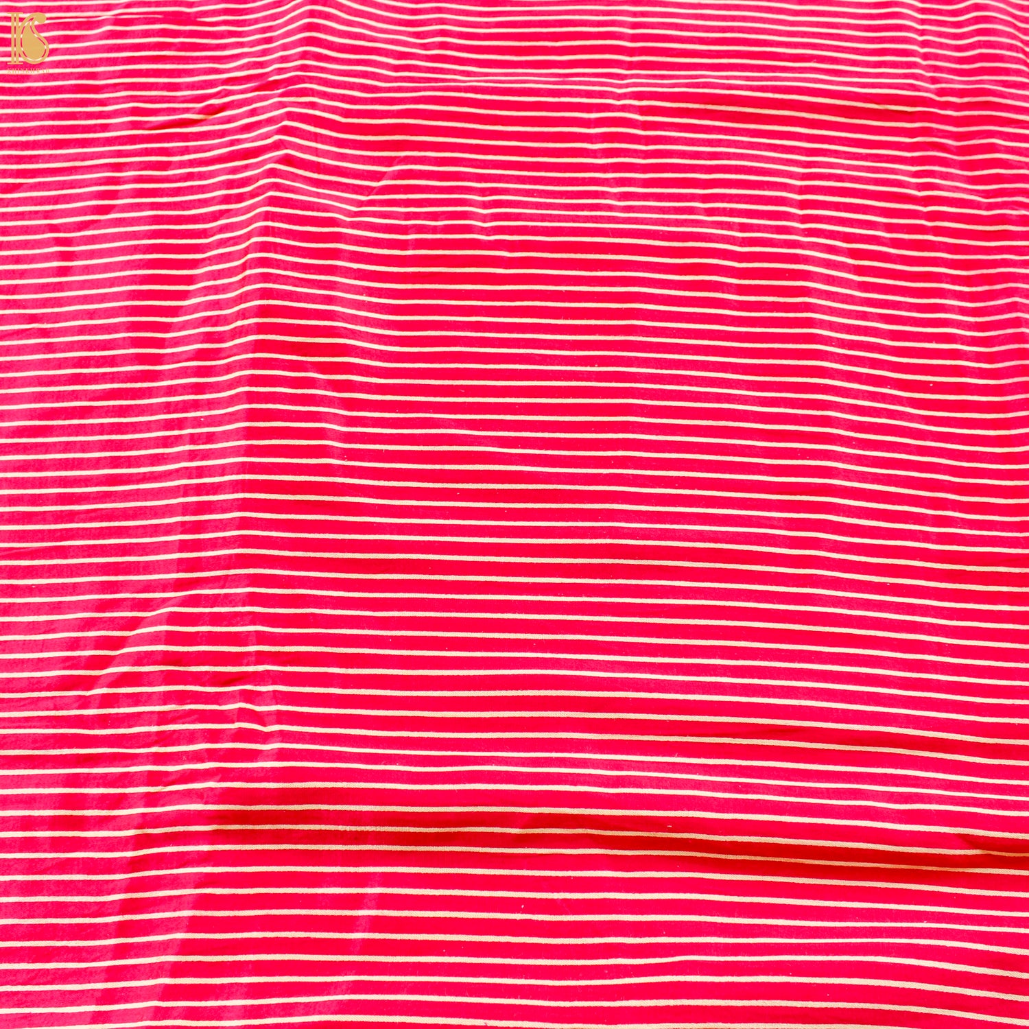 Pink Pure Mashru Silk Hand Block Stripes Ajrakh Fabric - Khinkhwab