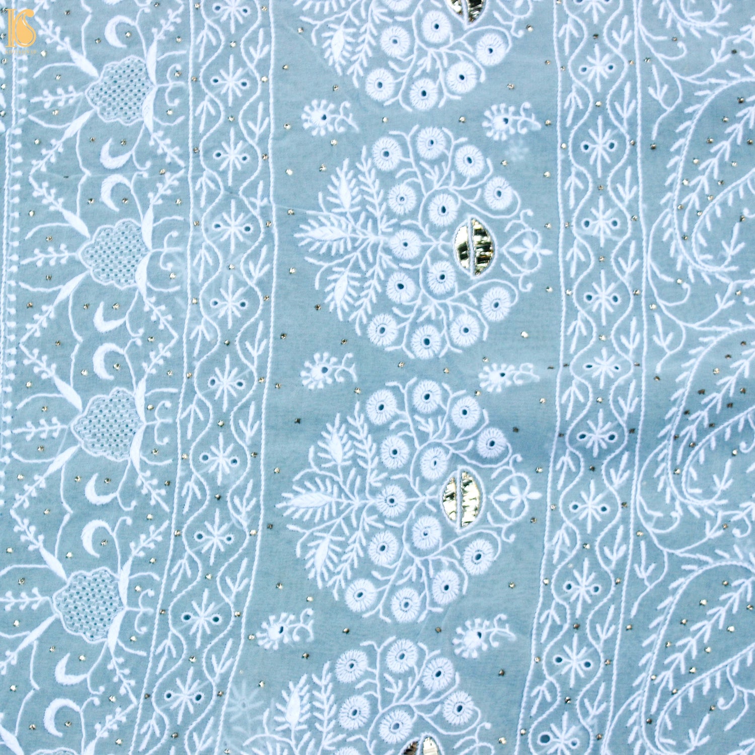 Baby Blue Chikankari Pure Georgette Saree - Khinkhwab