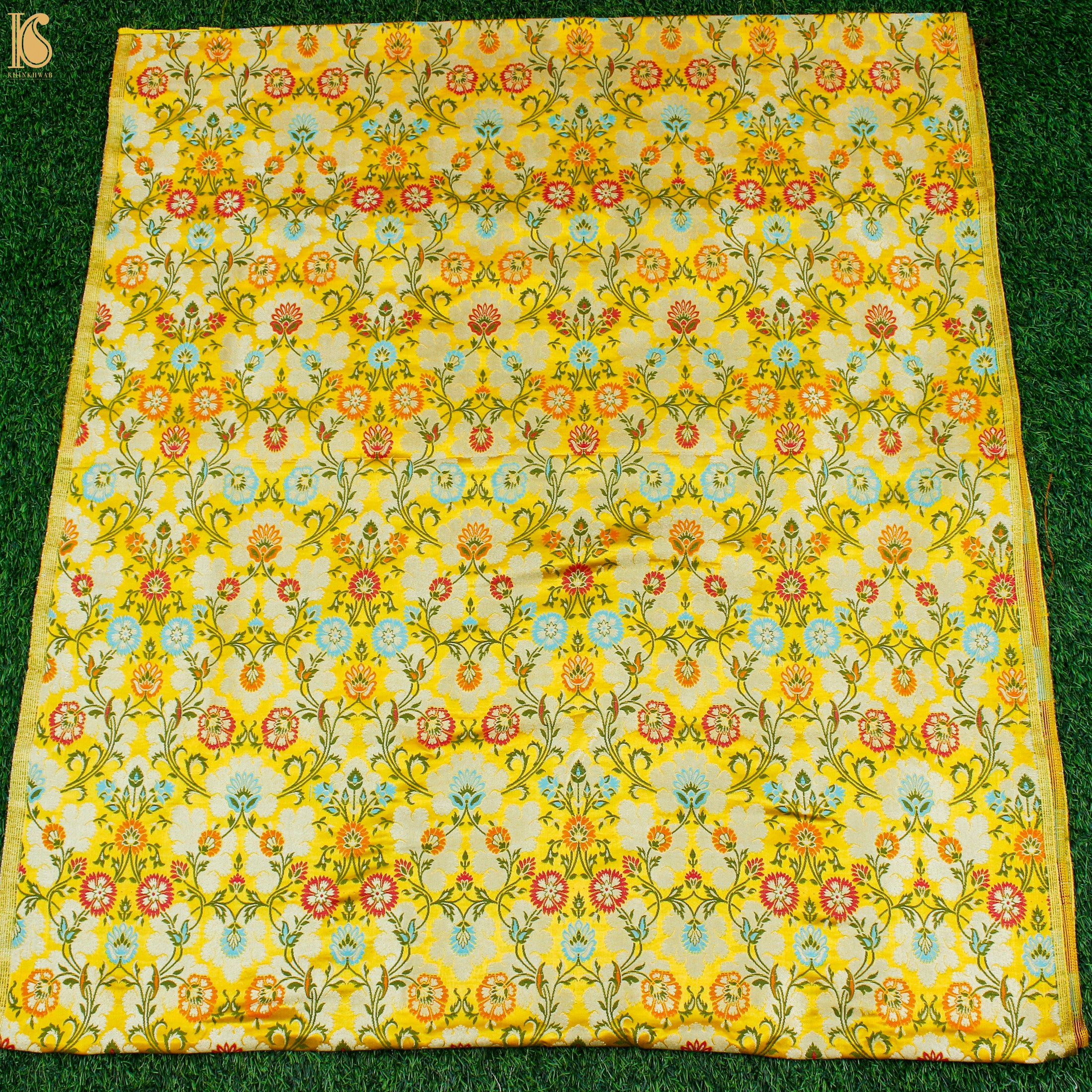 Yellow Kinkhab / Kimkhab Brocade Banarasi Fabric - Khinkhwab