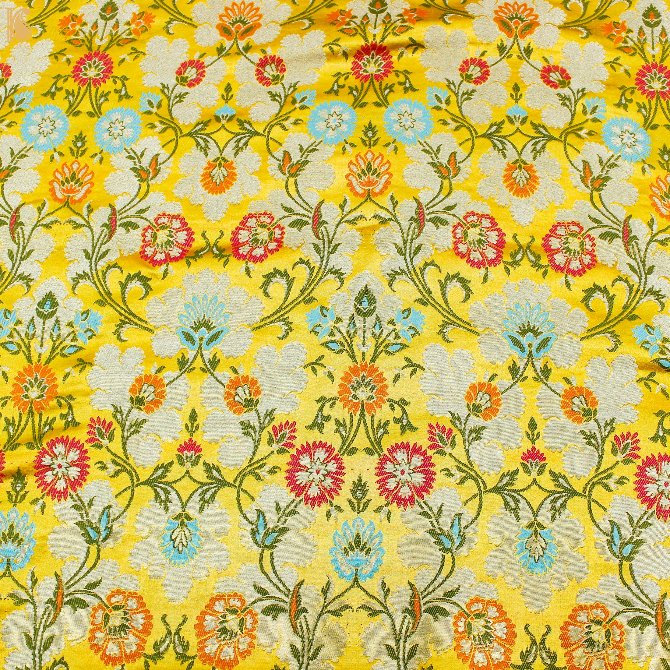 Yellow Kinkhab / Kimkhab Brocade Banarasi Fabric - Khinkhwab