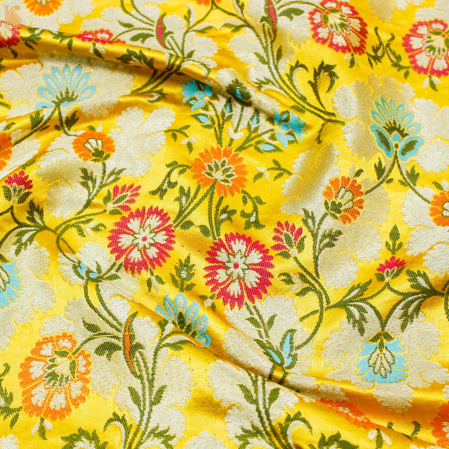 Yellow Kinkhab / Kimkhab Brocade Banarasi Fabric - Khinkhwab