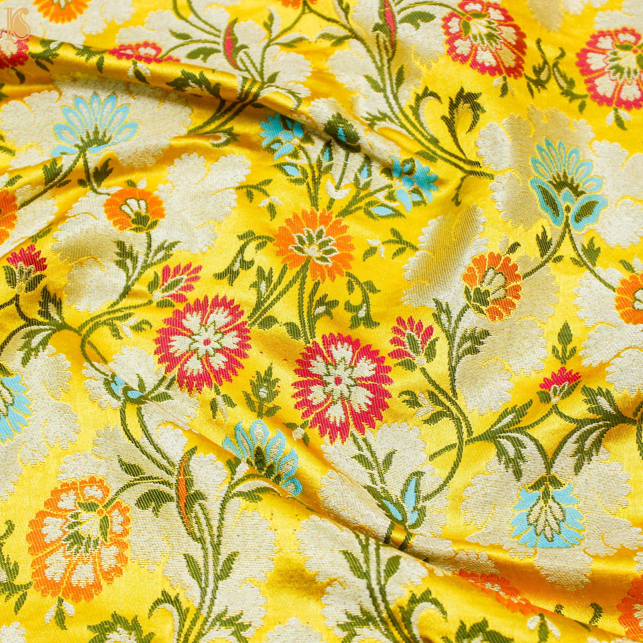 Yellow Kinkhab / Kimkhab Brocade Banarasi Fabric - Khinkhwab