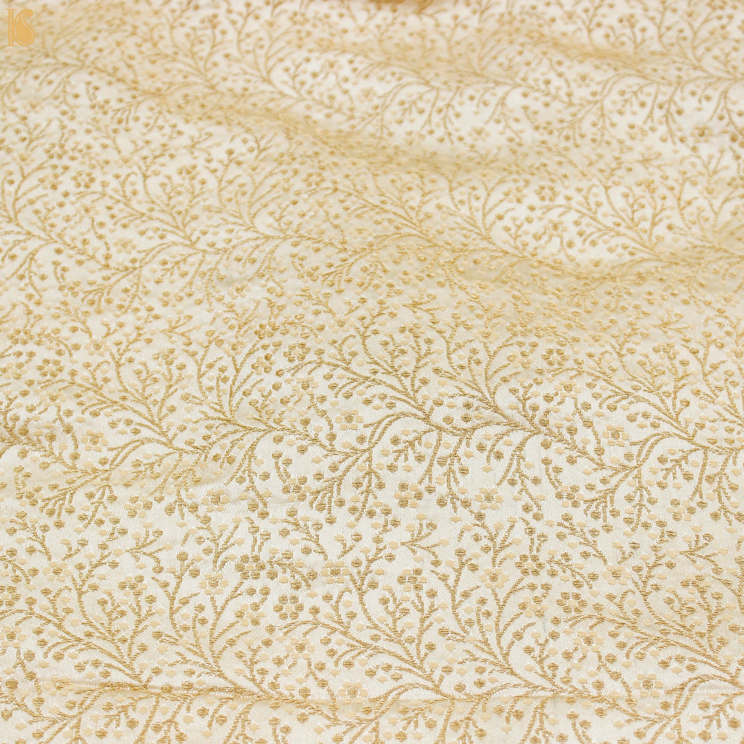 Beige Semi Silk Brocade Banarasi Fabric - Khinkhwab