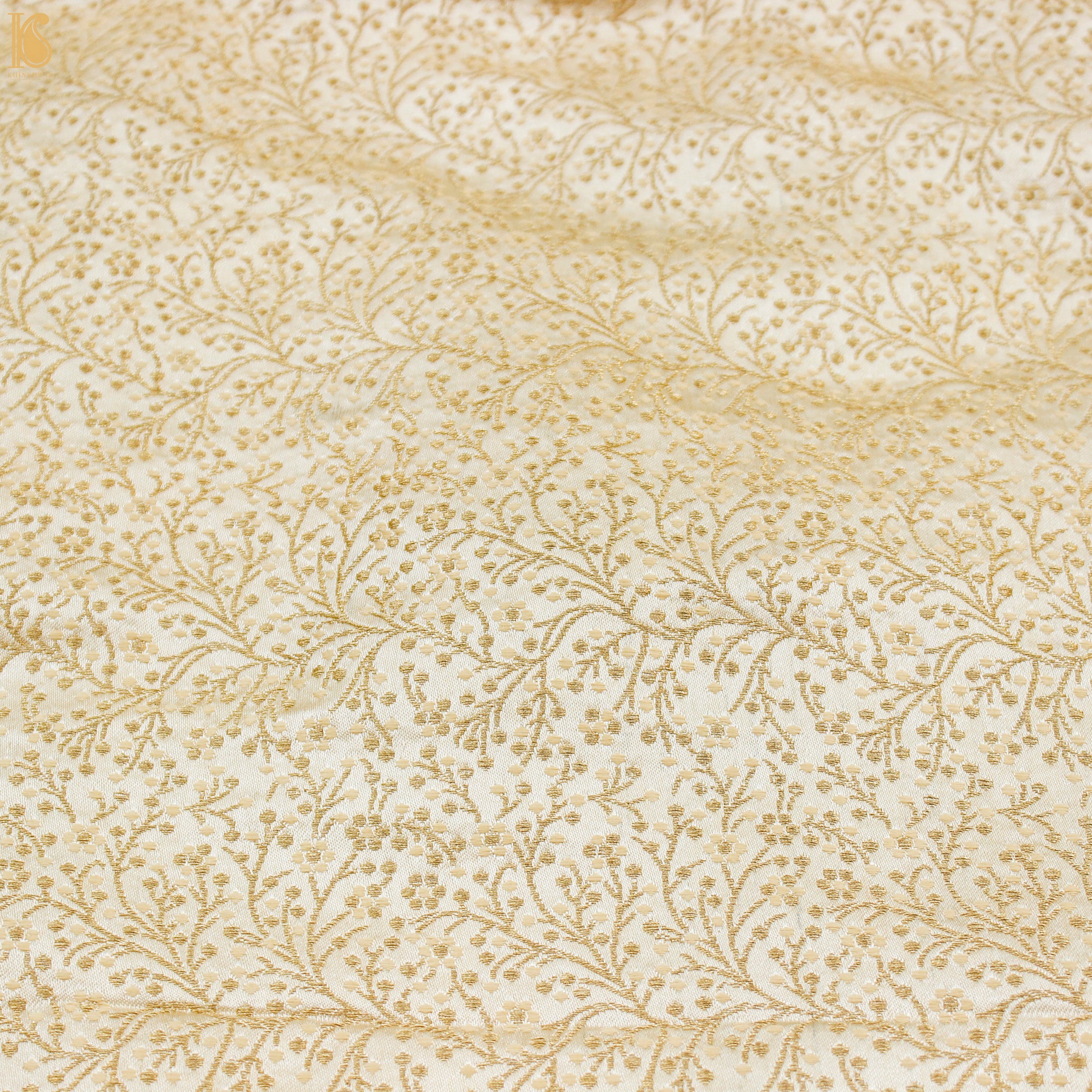 Beige Semi Silk Brocade Banarasi Fabric - Khinkhwab