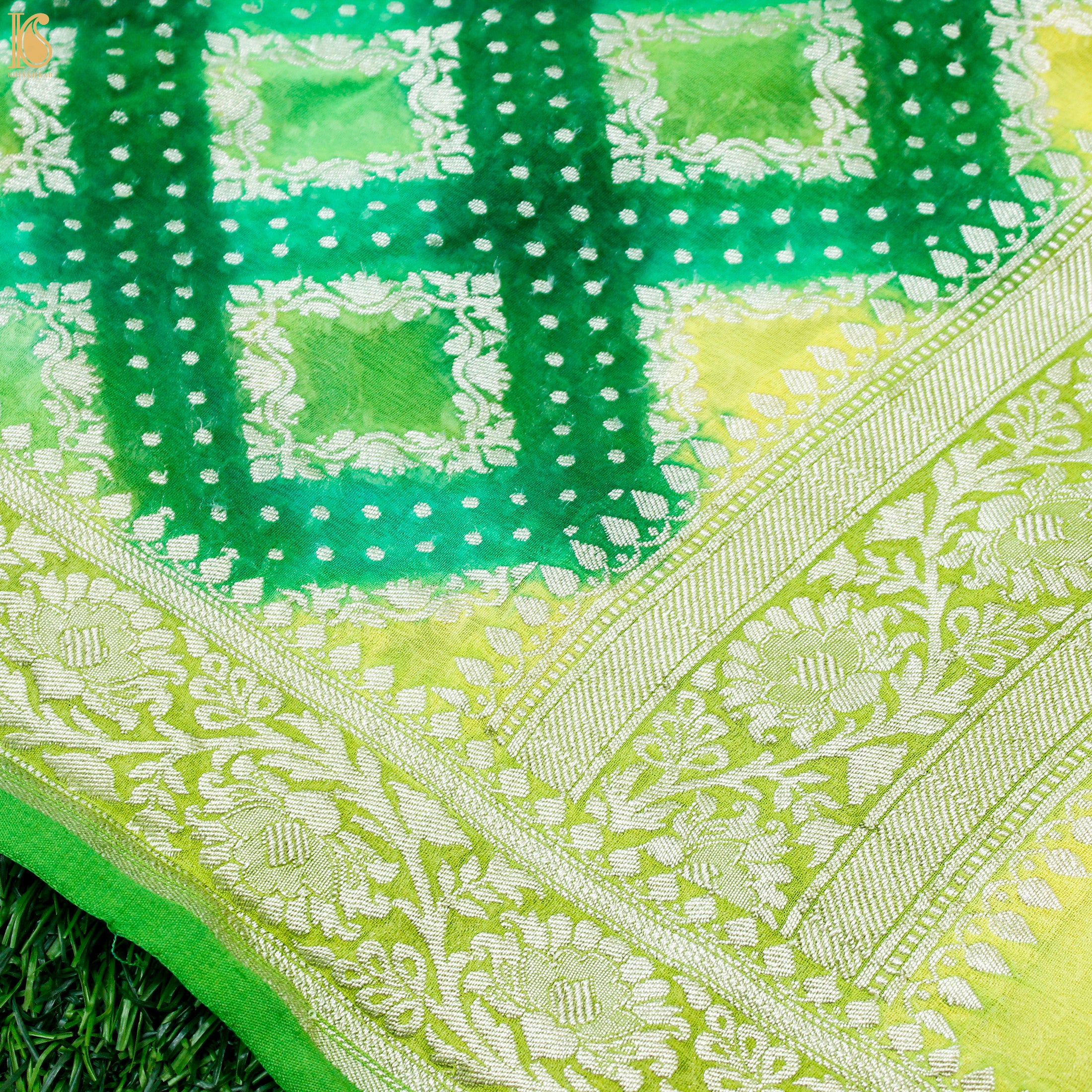 Lime Green Pure Georgette Banarasi Stole - Khinkhwab
