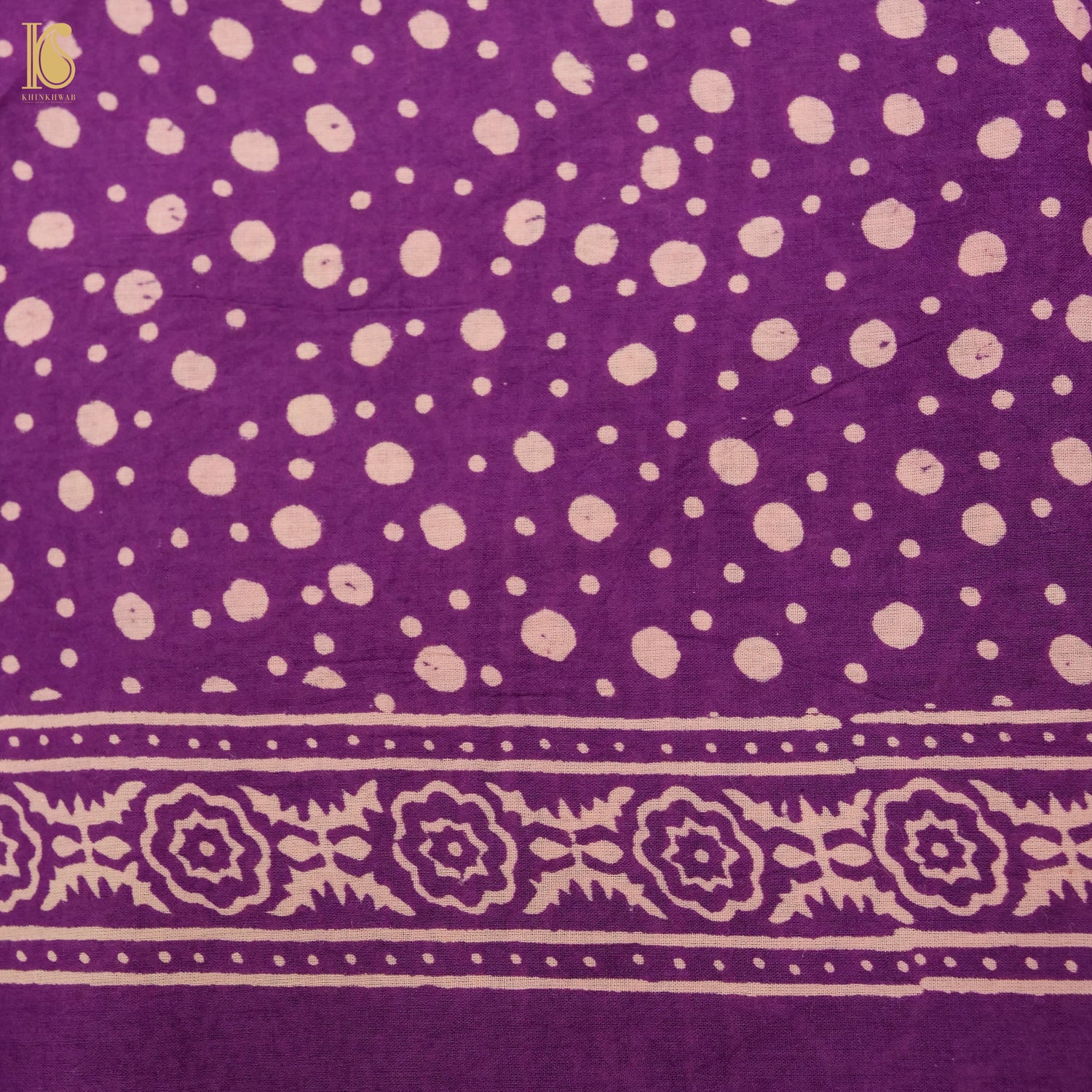 Palatinate Purple Pure Mul Cotton Ajrakh Saree - Khinkhwab