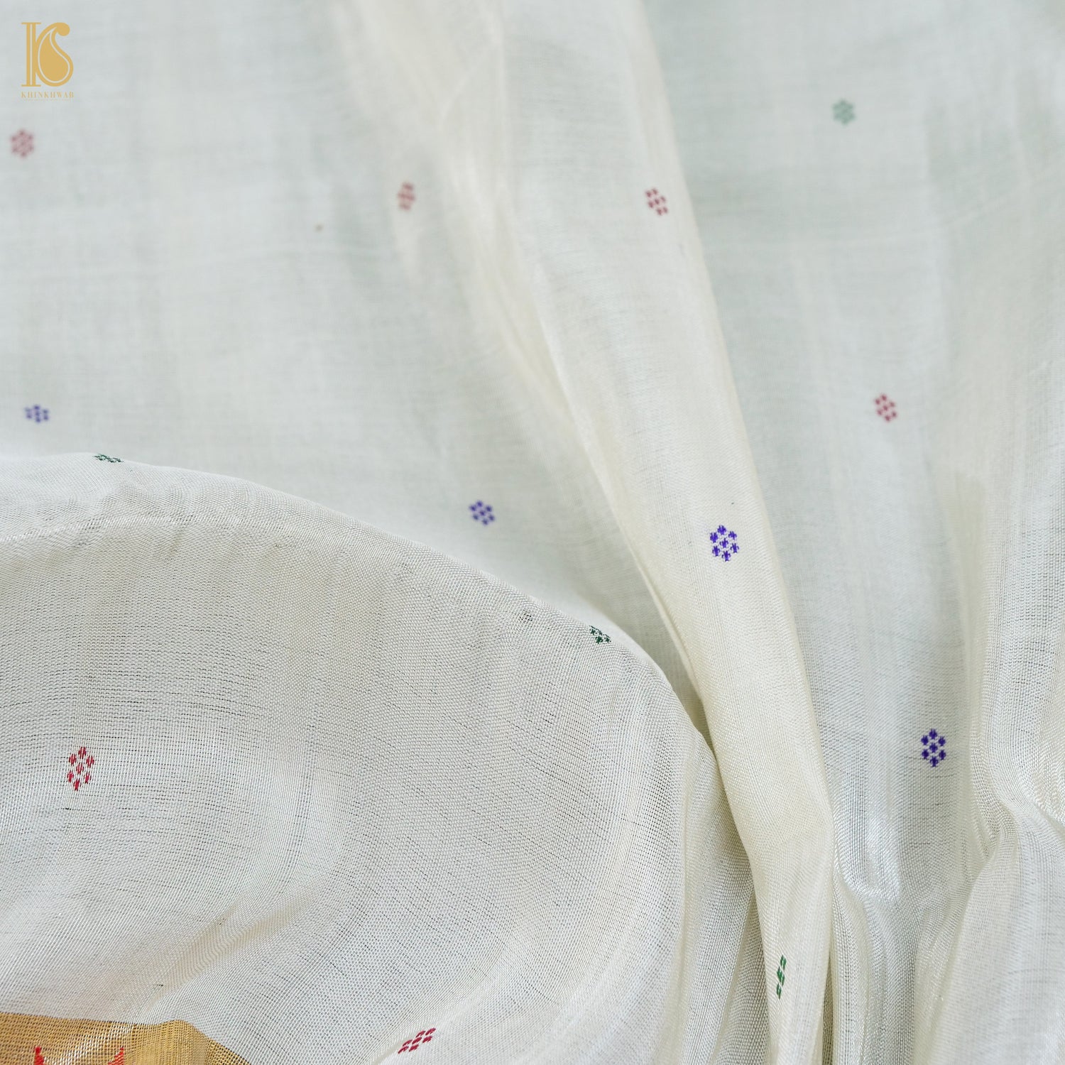 Silver Pure Silk Paithani Handwoven Muniya Border Blouse Piece - Khinkhwab