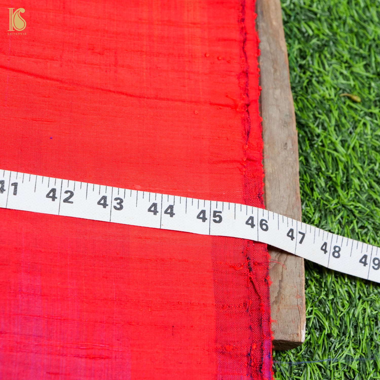 Red & Purple Pure Raw Silk Banarasi Fabric - Khinkhwab