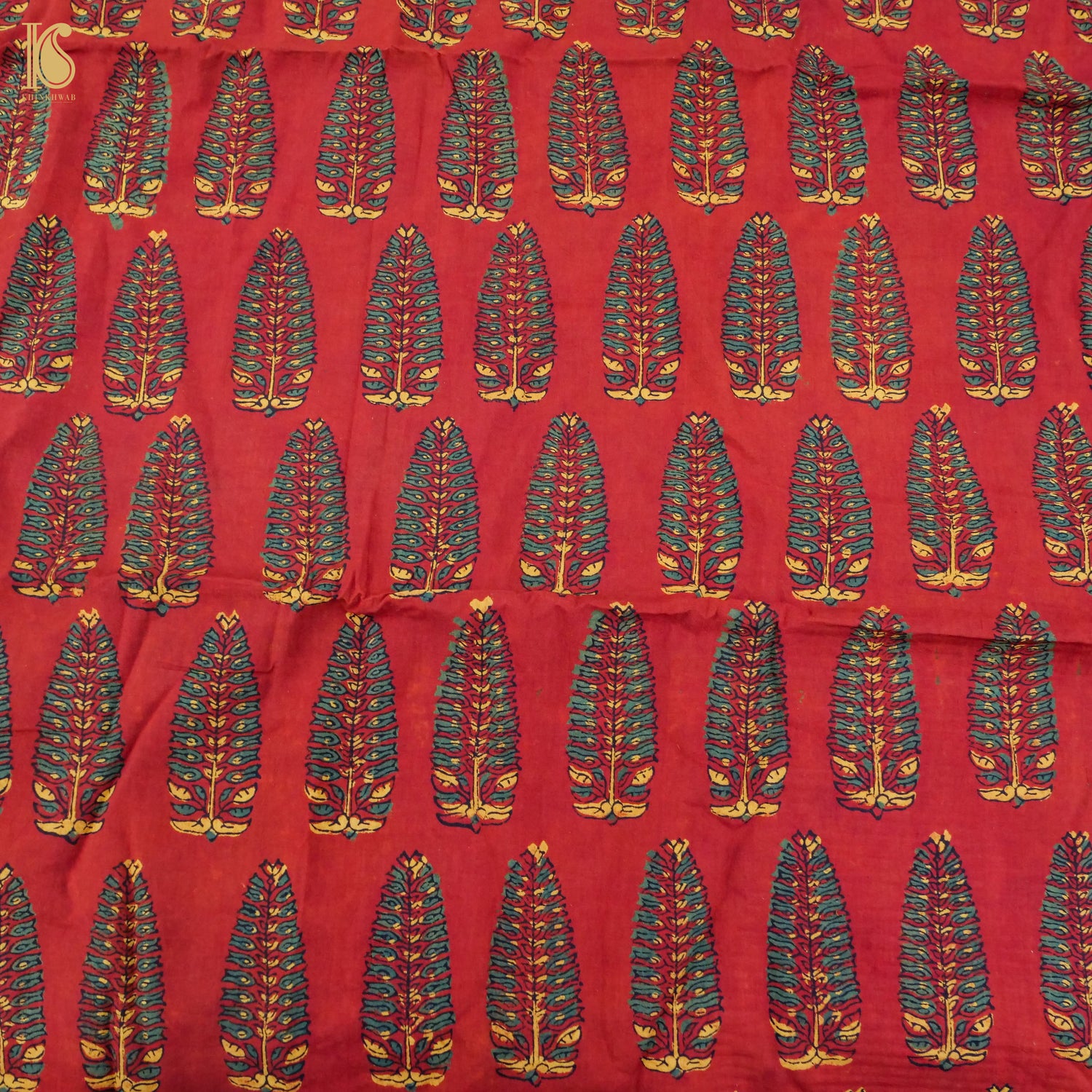 Red Hand Block Ajrakh Cotton Fabric - Khinkhwab