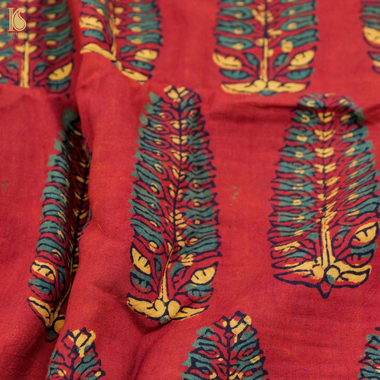 Red Hand Block Ajrakh Cotton Fabric - Khinkhwab