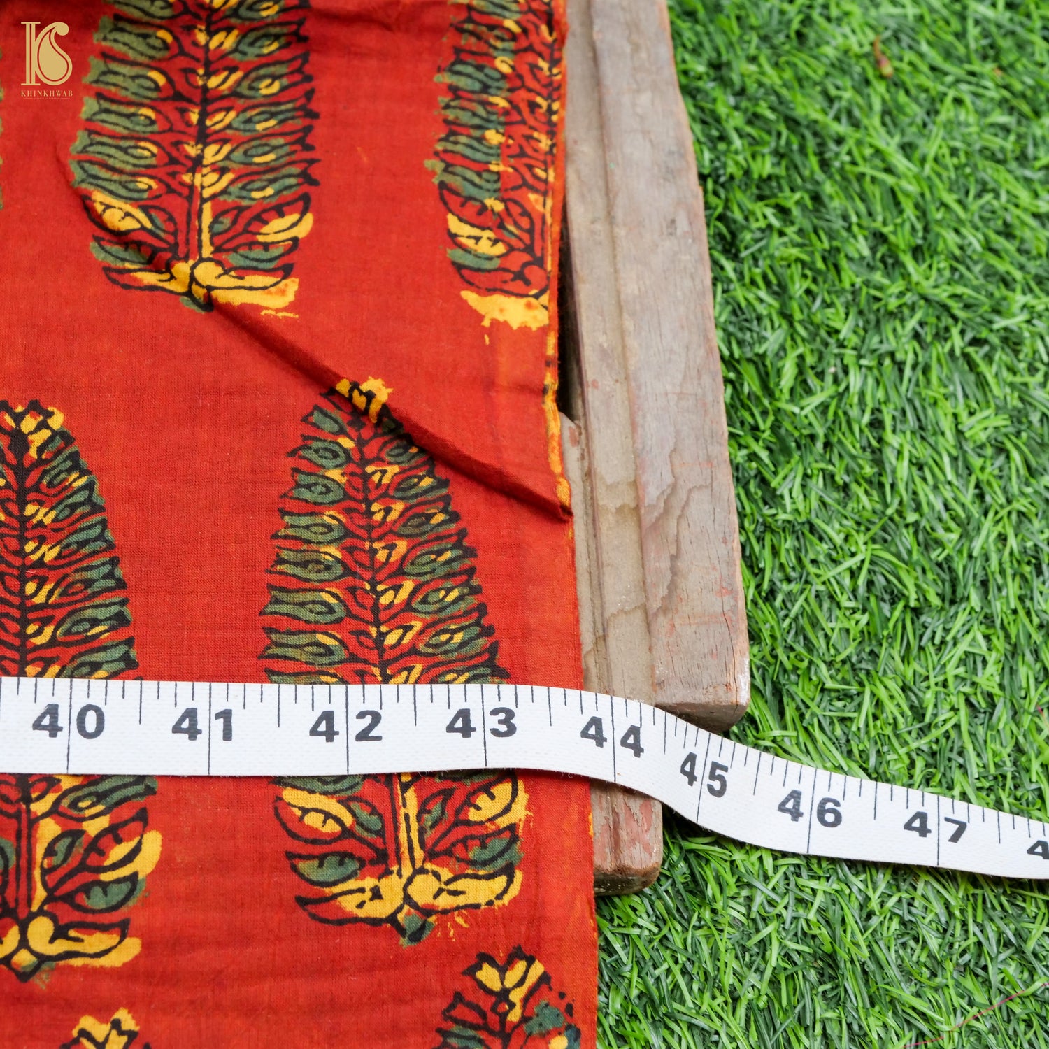 Red Hand Block Ajrakh Cotton Fabric - Khinkhwab