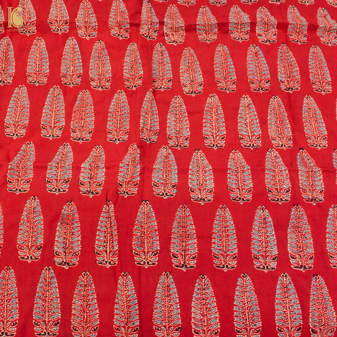 Red Hand Block Ajrakh Cotton Fabric - Khinkhwab