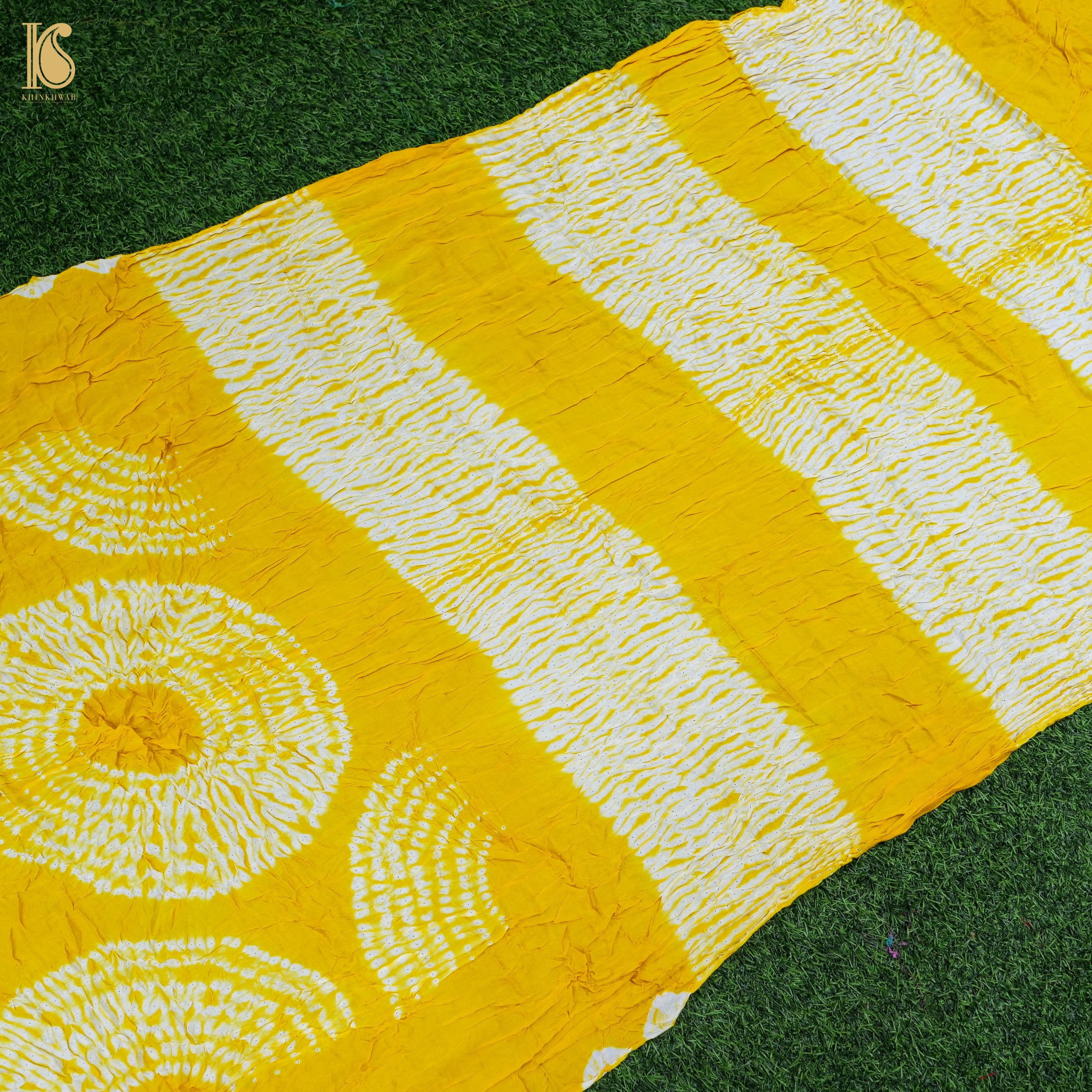 Yellow Modal Silk Shibori Saree with Tissue Palla - Khinkhwab