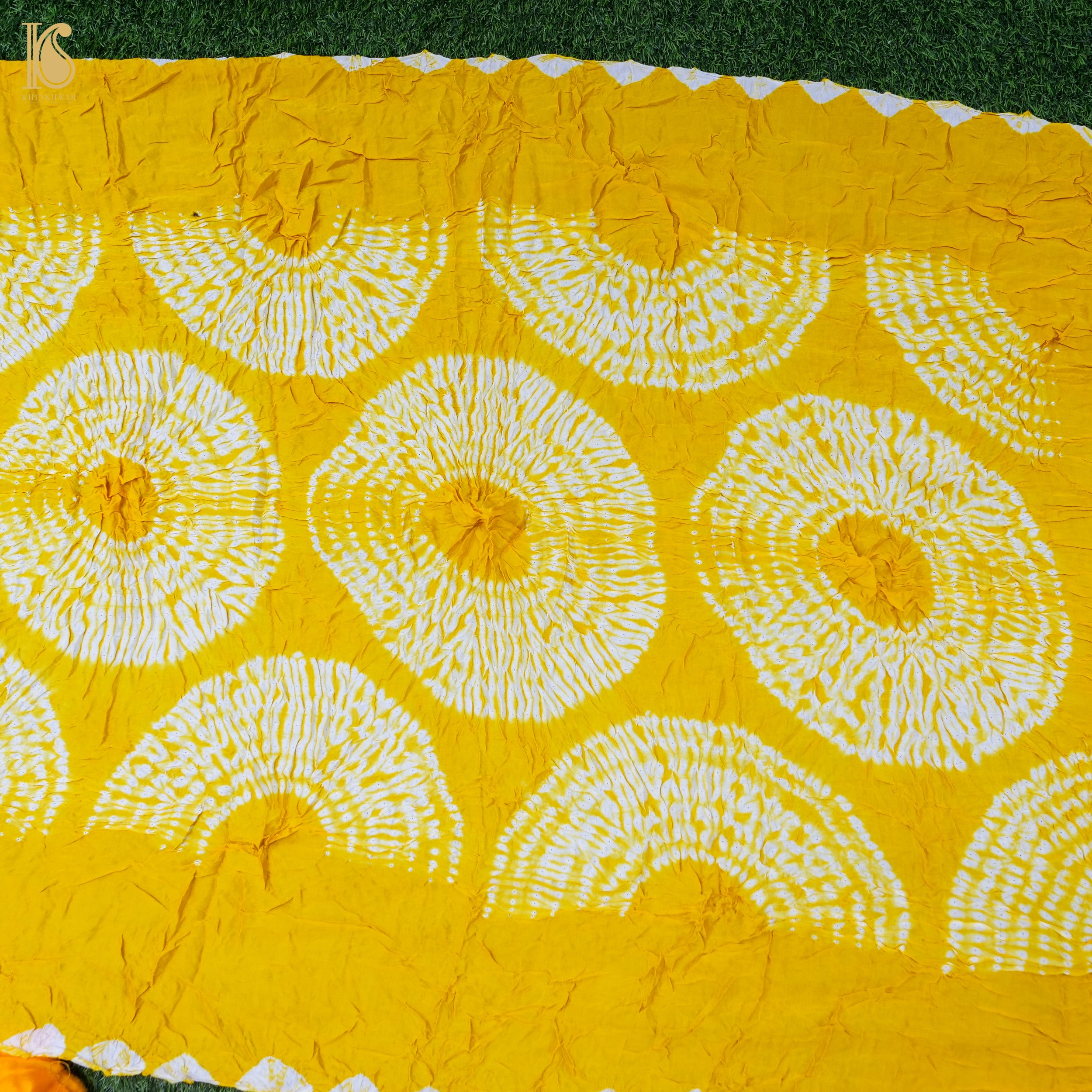 Yellow Modal Silk Shibori Saree with Tissue Palla - Khinkhwab