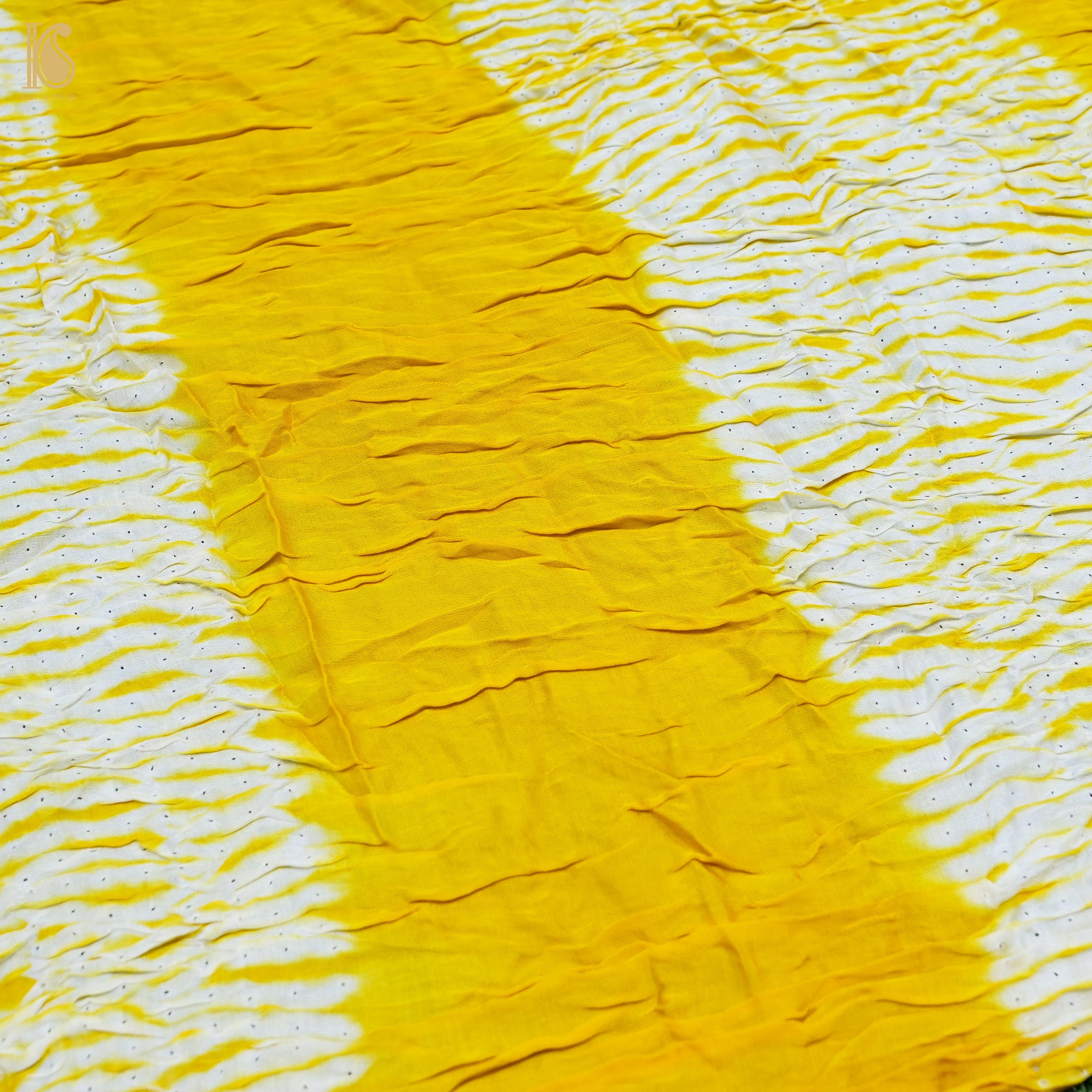 Yellow Modal Silk Shibori Saree with Tissue Palla - Khinkhwab
